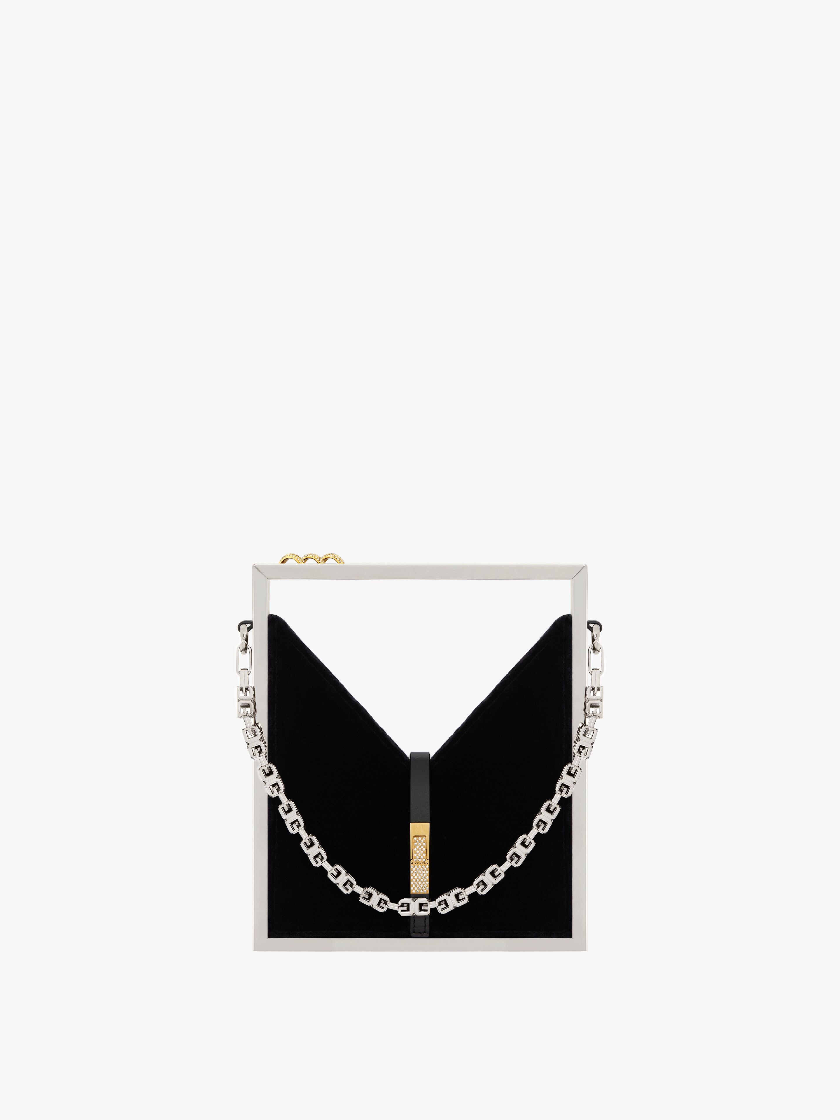 MICRO CUT OUT BAG IN VELVET AND STRASS WITH FRAME - 1