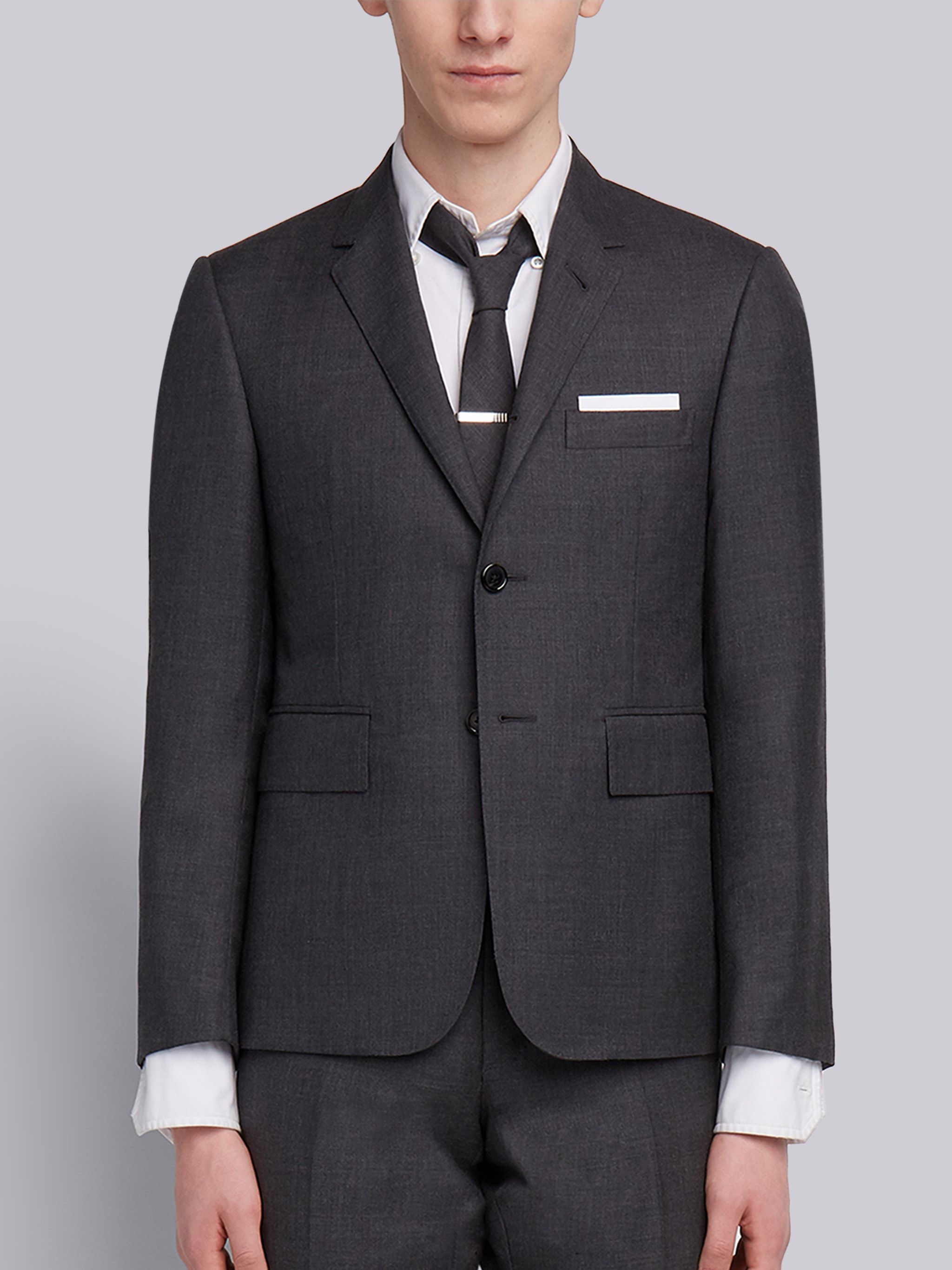 Dark Grey Super 120's Wool Twill Classic Suit and Tie - 3