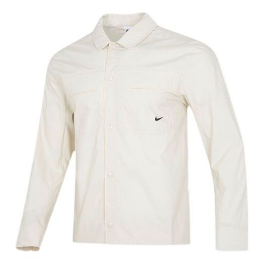 Men's Nike Solid Color Woven Long Sleeves Autumn White Shirt DM6640-104 - 1