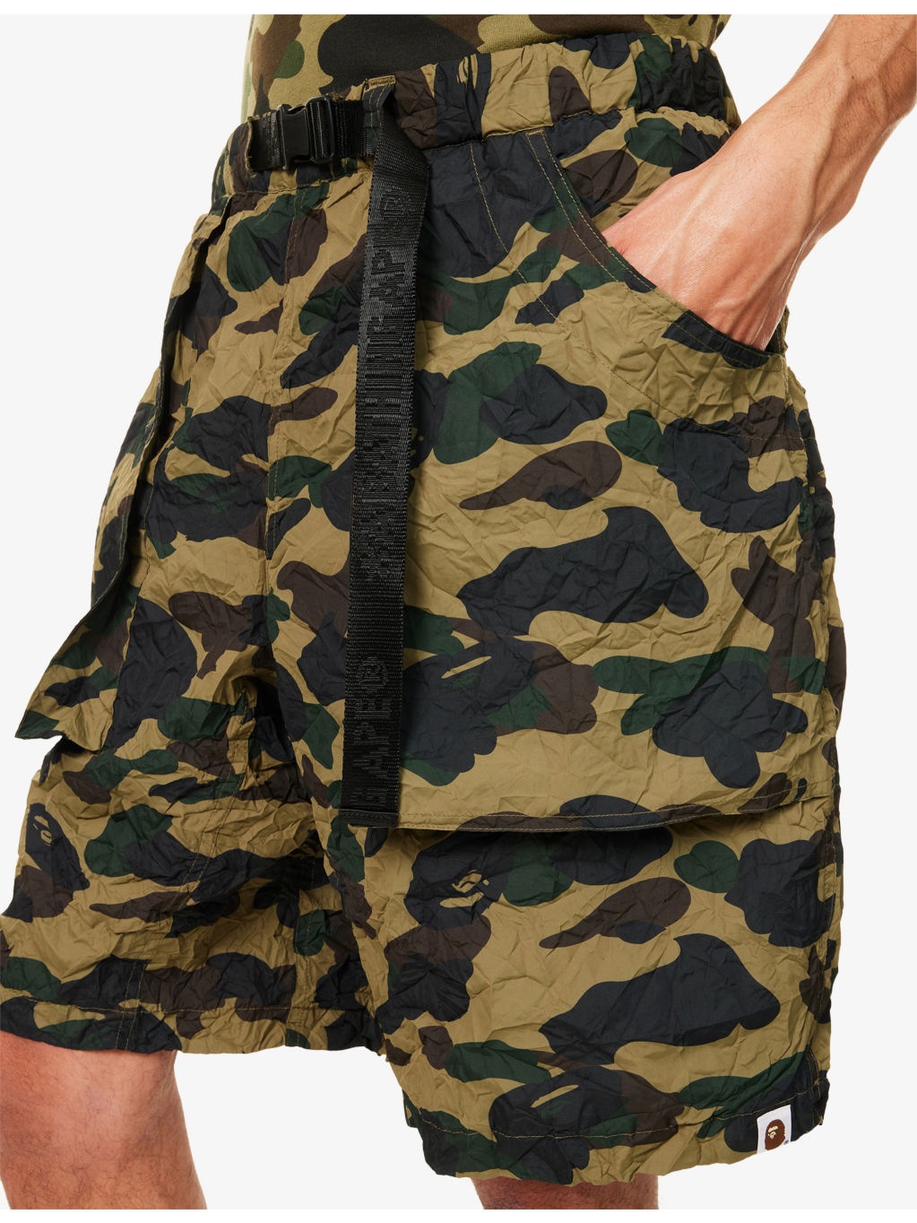 Crinkle Camo Printed Cotton Shorts - 5