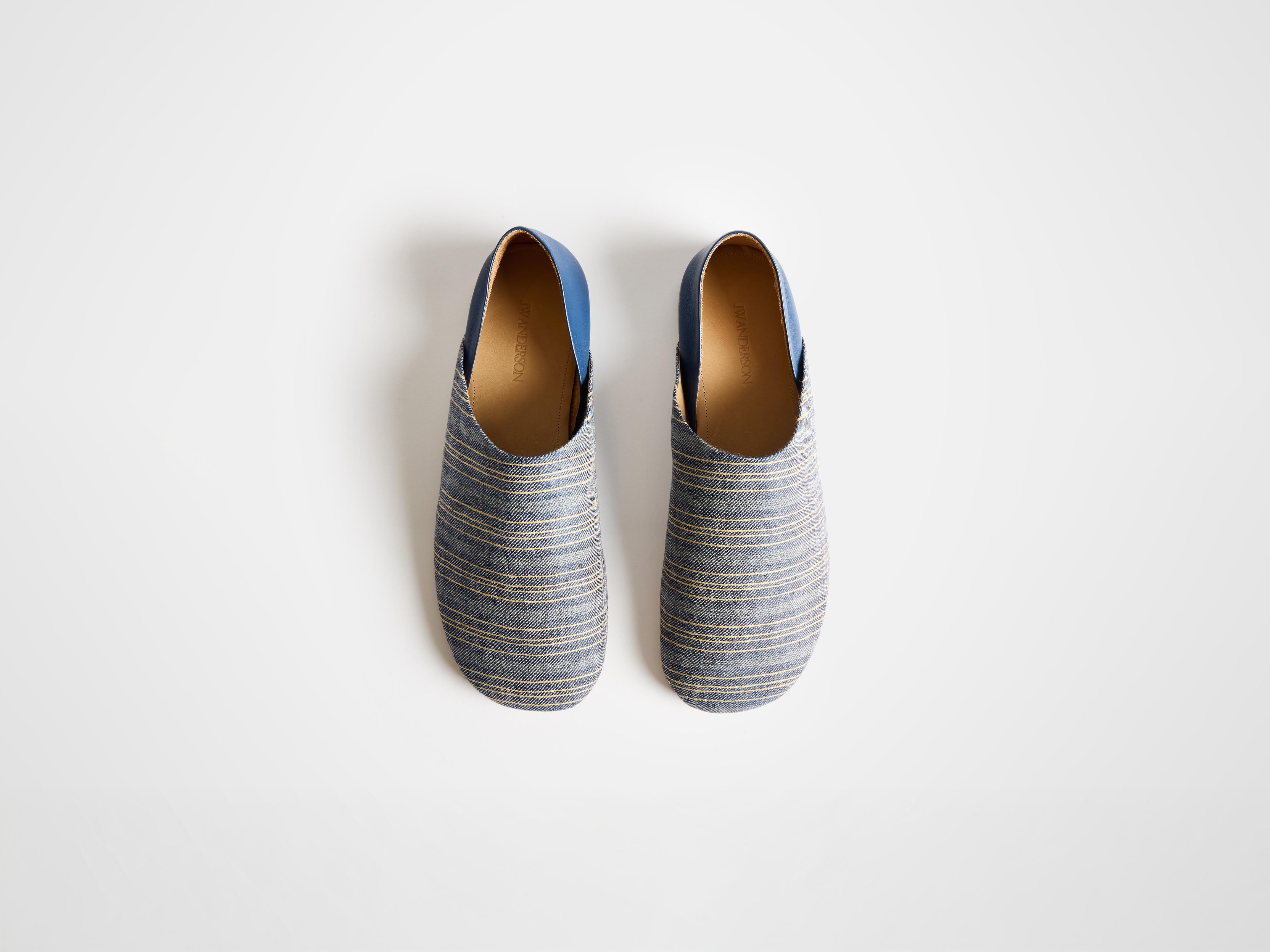 MENS SLIPPER MULES IN NAVY & OFF WHITE - 4