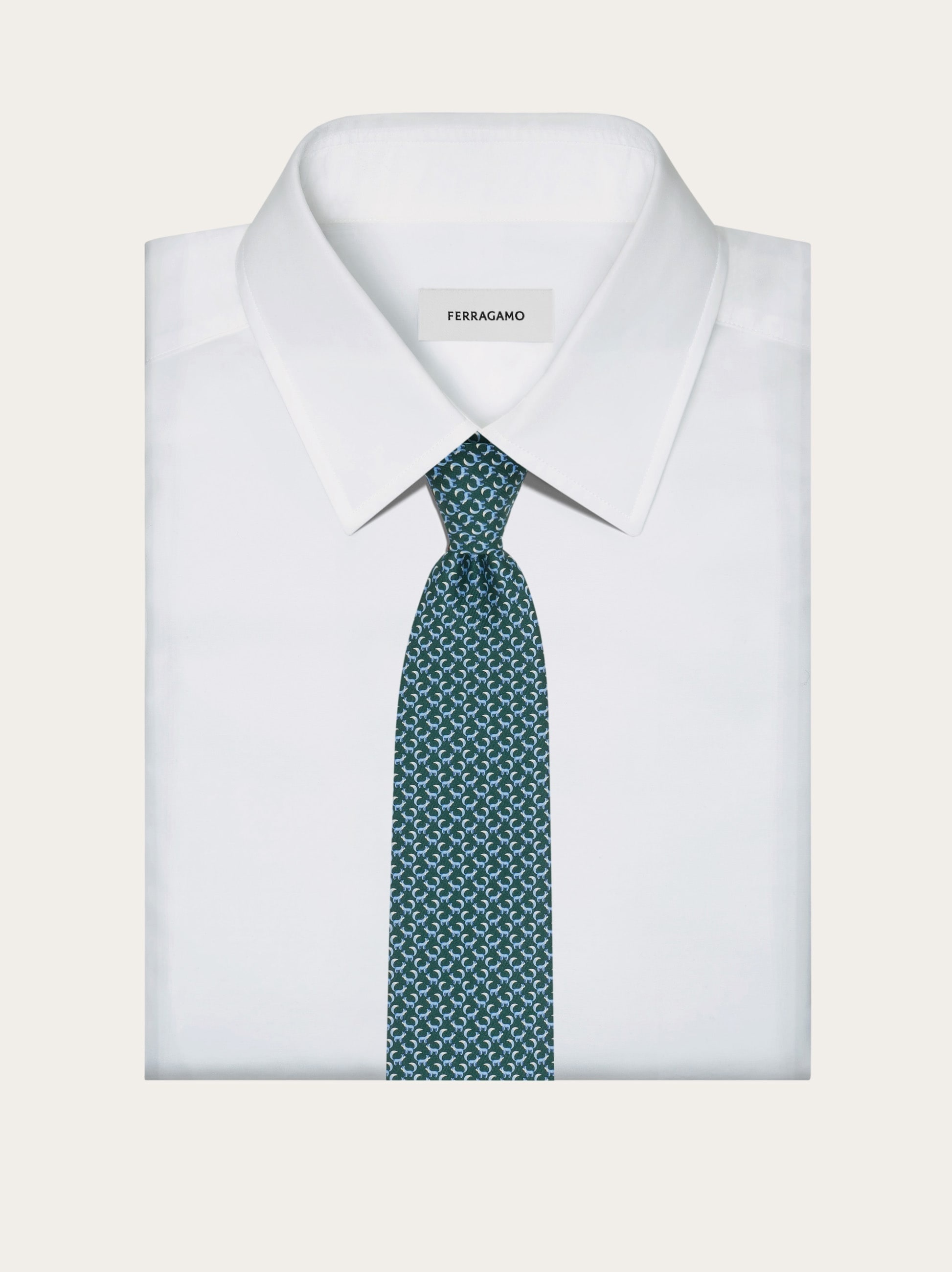 Gancini print silk tie - 4