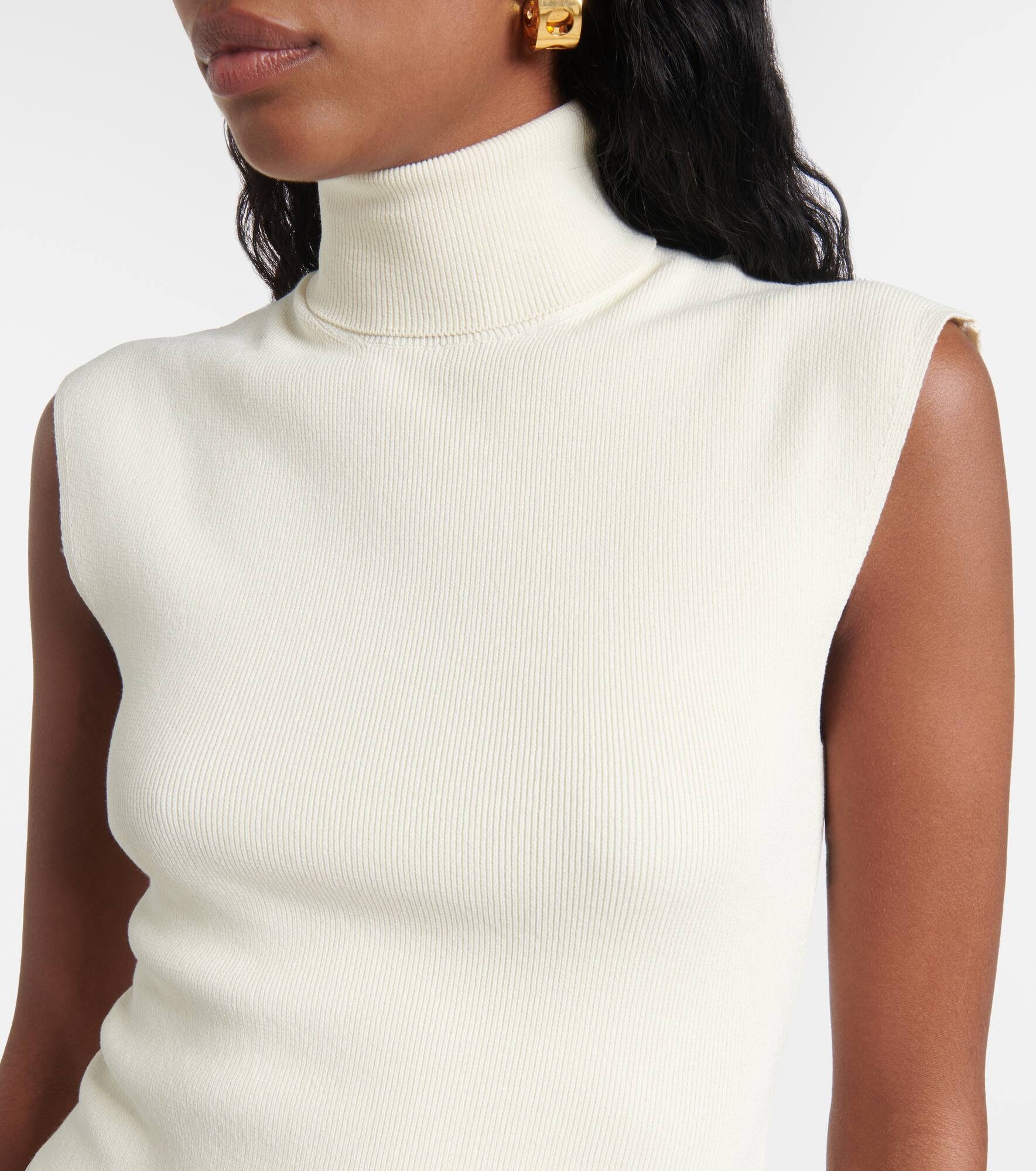 Draped turtleneck jersey maxi dress - 4
