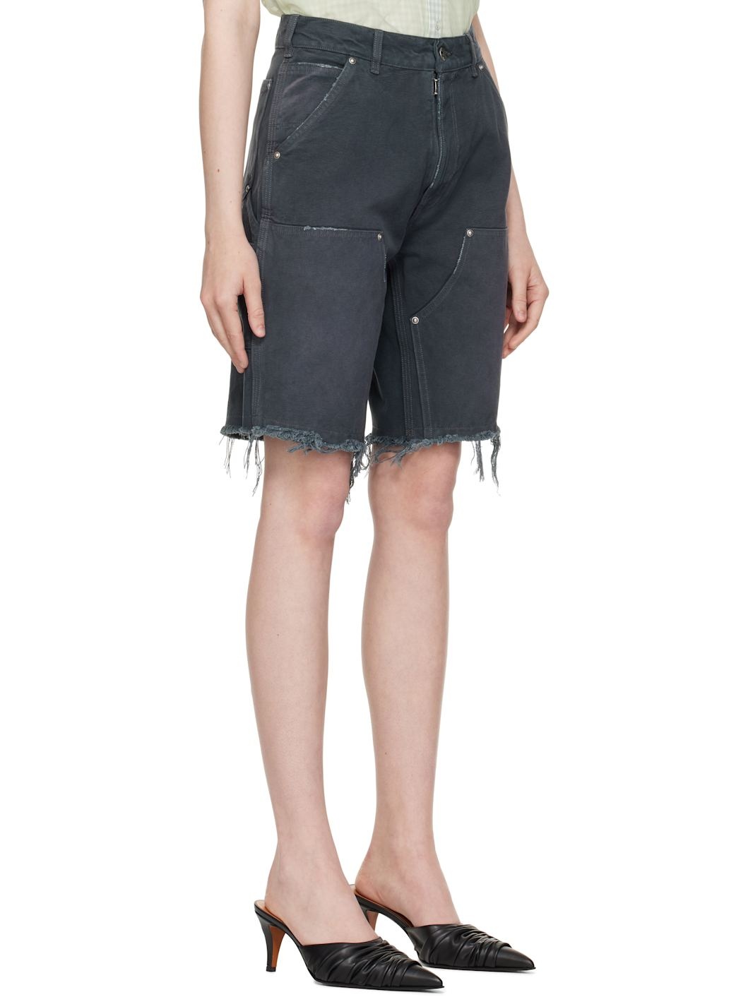 Gray Stud Shorts - 2