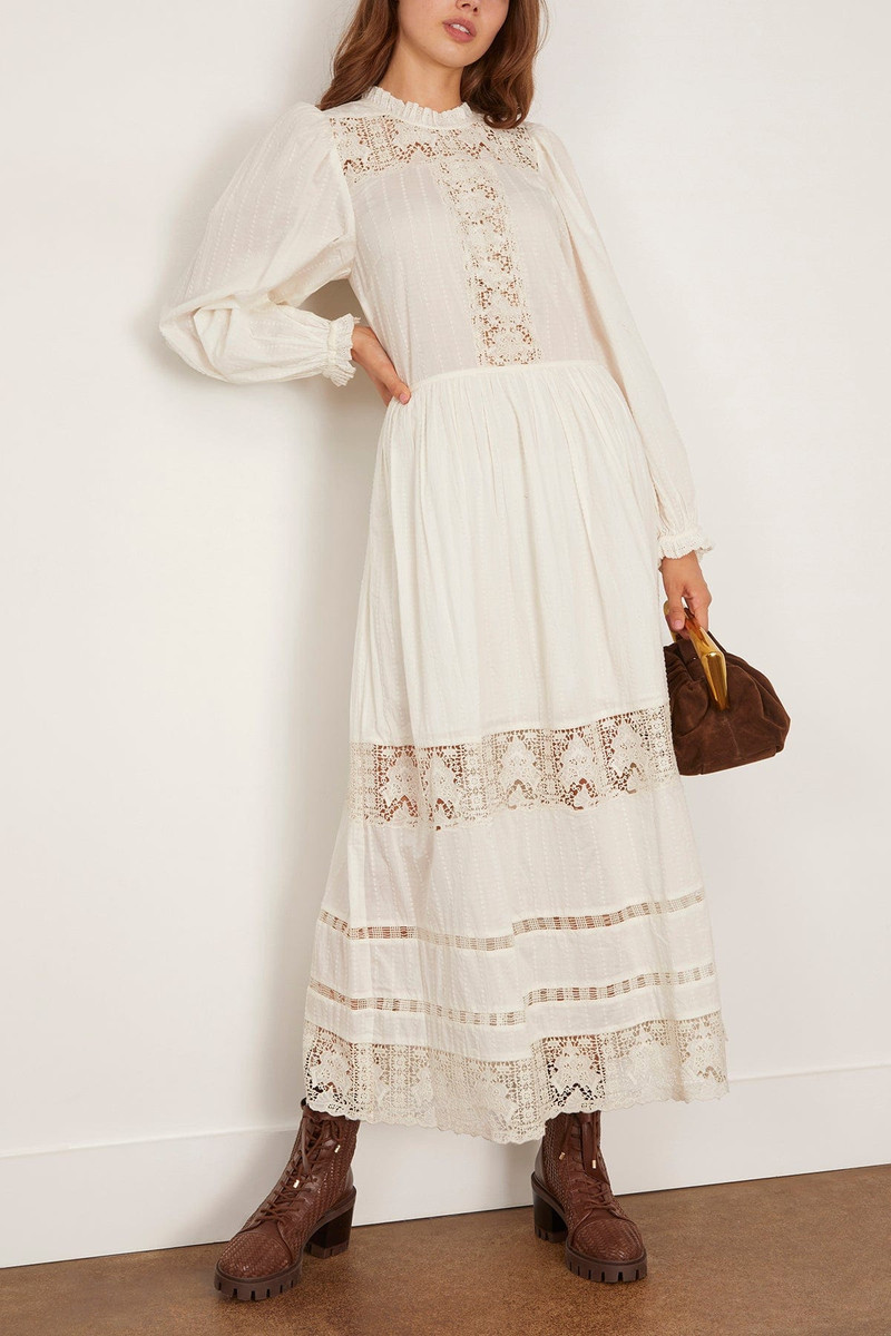 ULLA JOHNSON Amelie Long Sleeve Dress in Pristine outlook