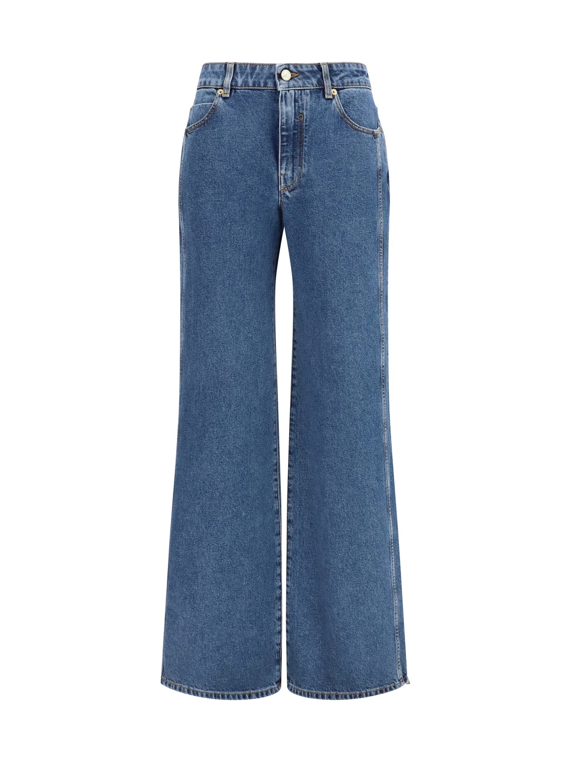 Balmain Women Straight Dark Blue Denim Pants - 1