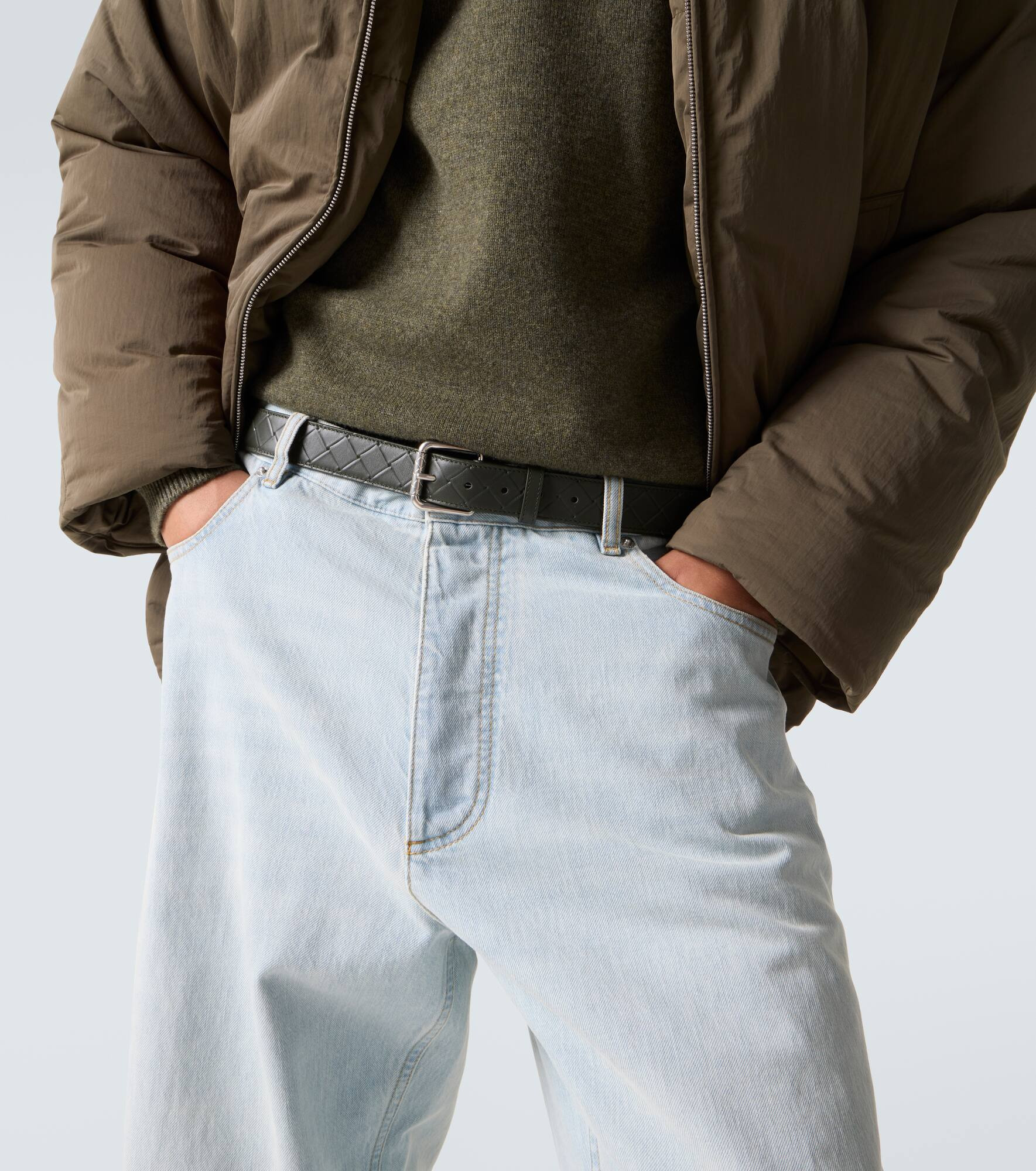 Intrecciato embossed leather belt - 2