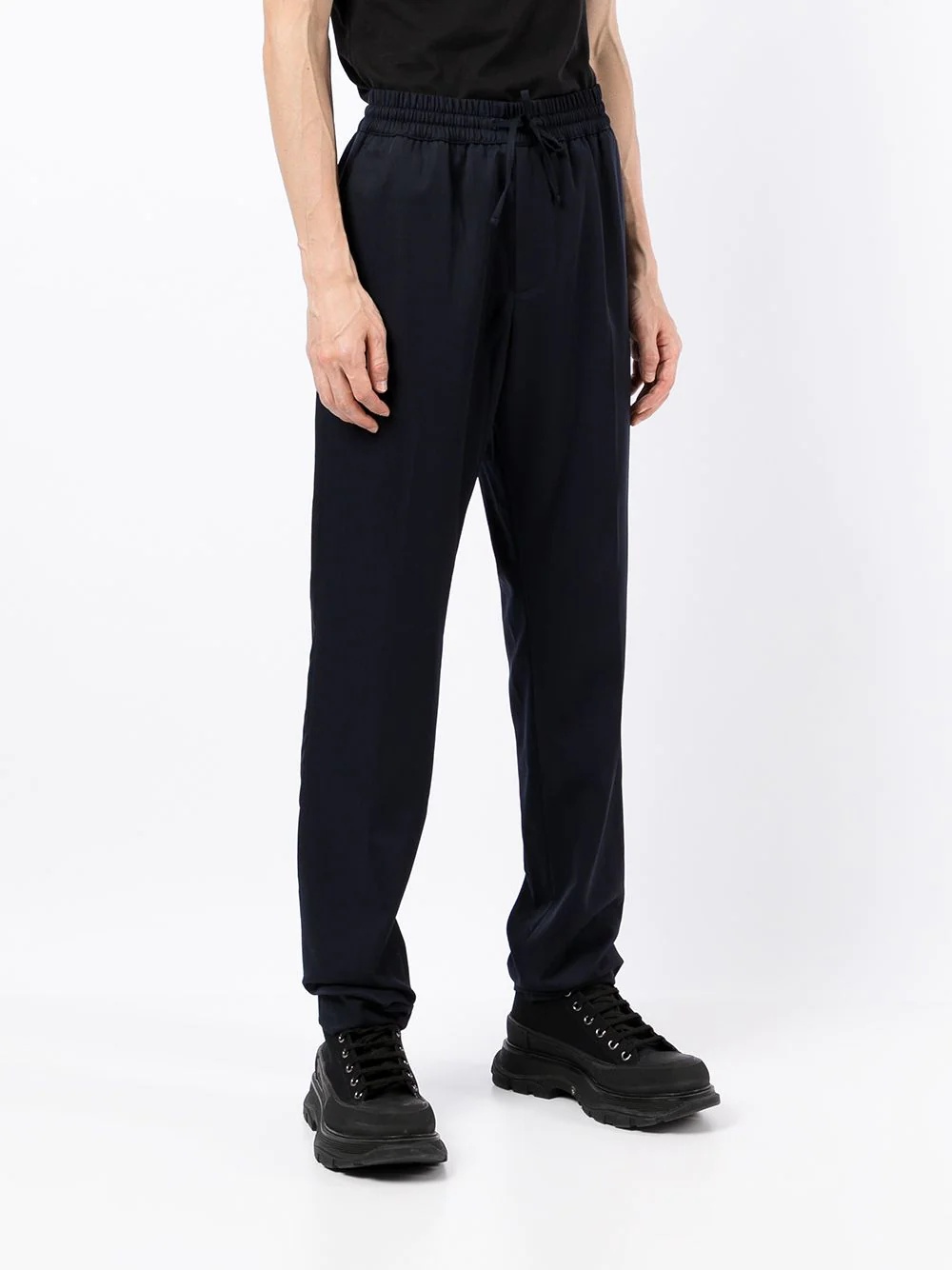 elasticated-waist straight-leg trousers - 3