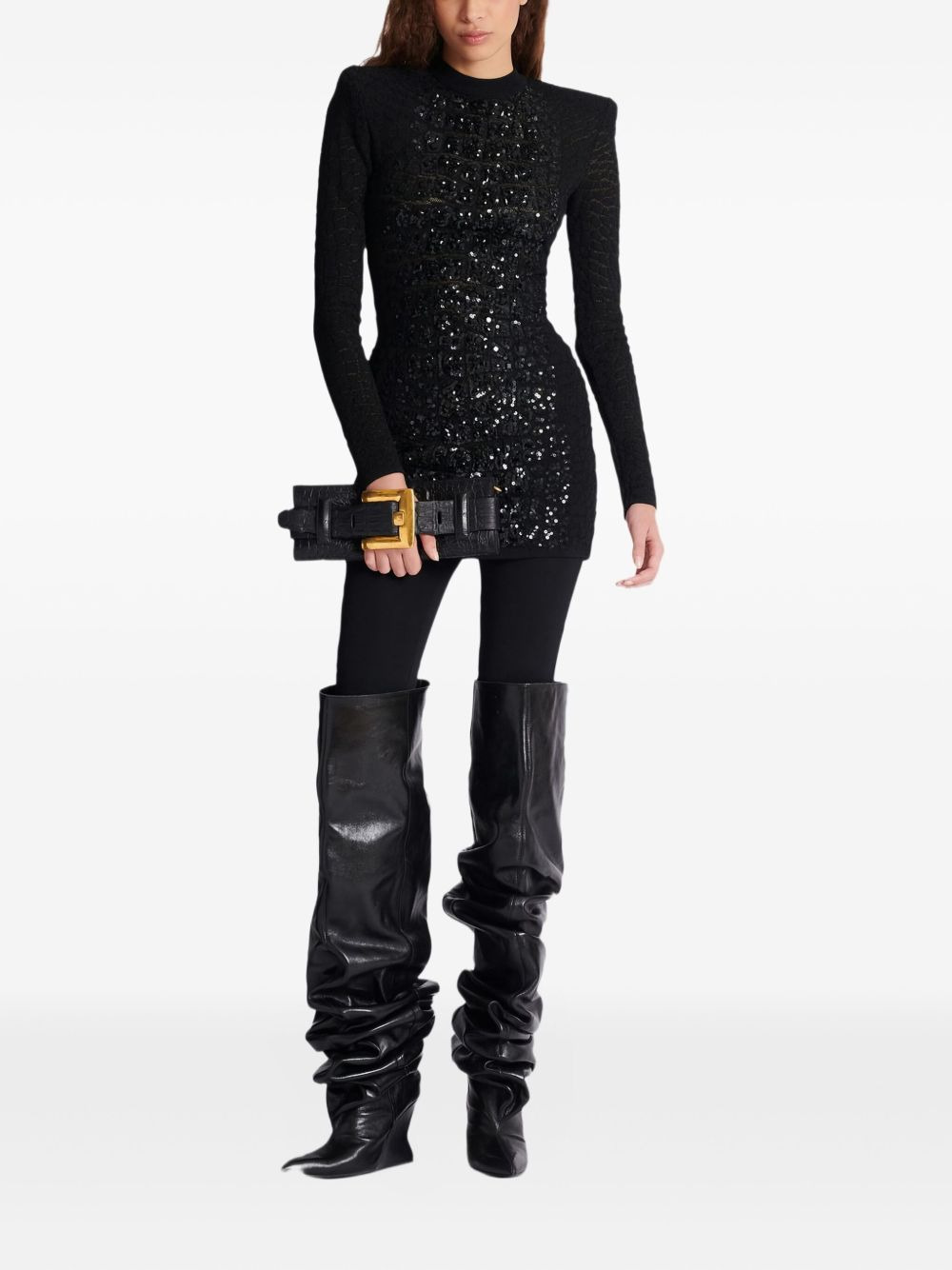 sequin-embellished knit mini dress - 2
