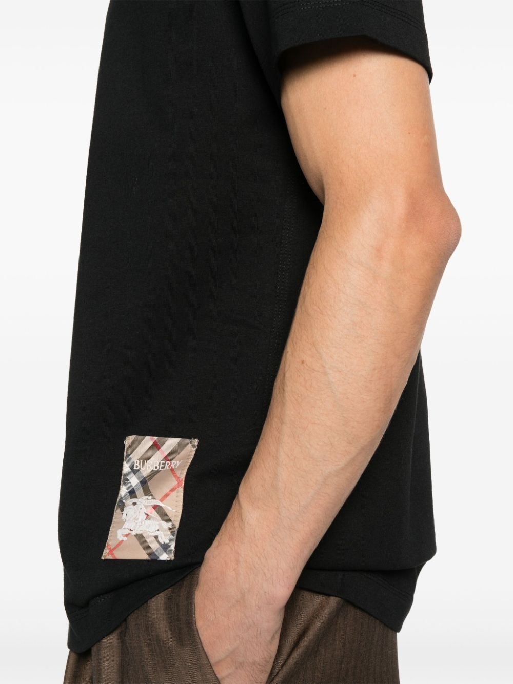 Check-logo patch cotton T-shirt - 4