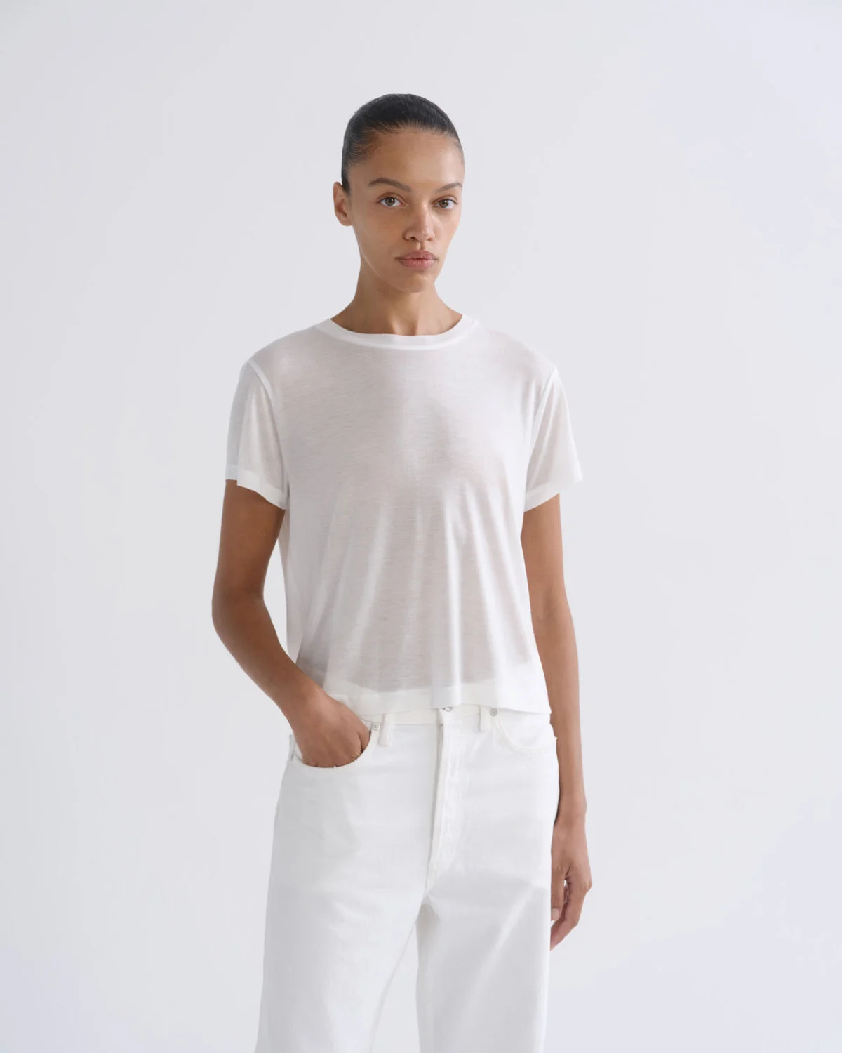 ADINE SHRUNKEN TEE (TENCEL JERSEY) IN GESSO - 1