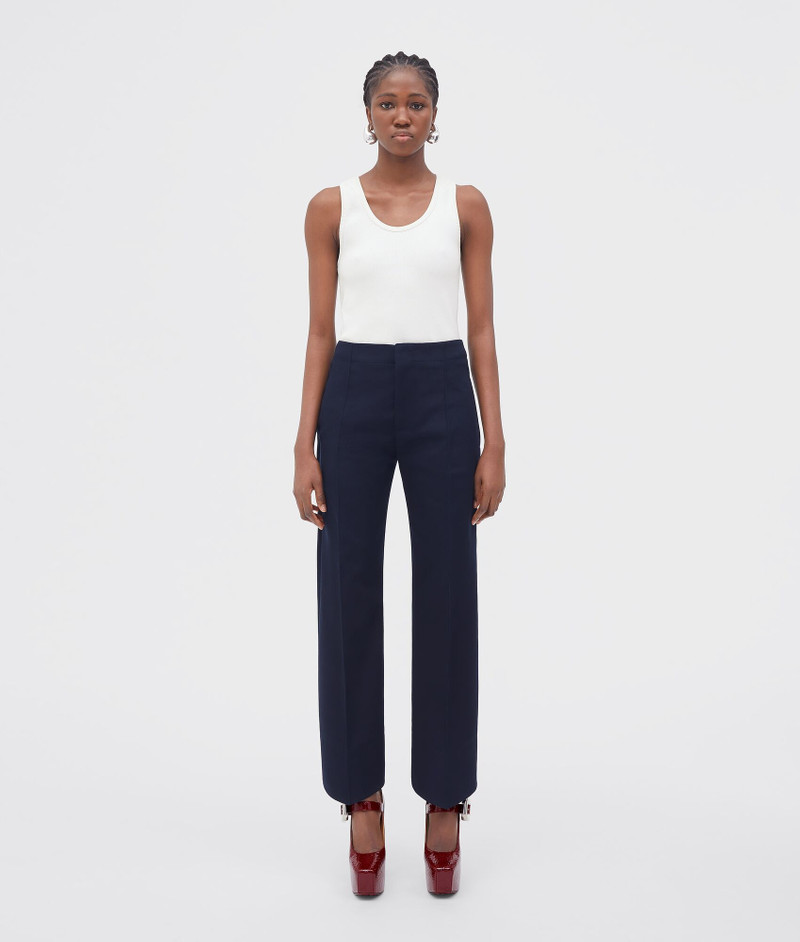 double cotton canvas trousers with curved legs - 1