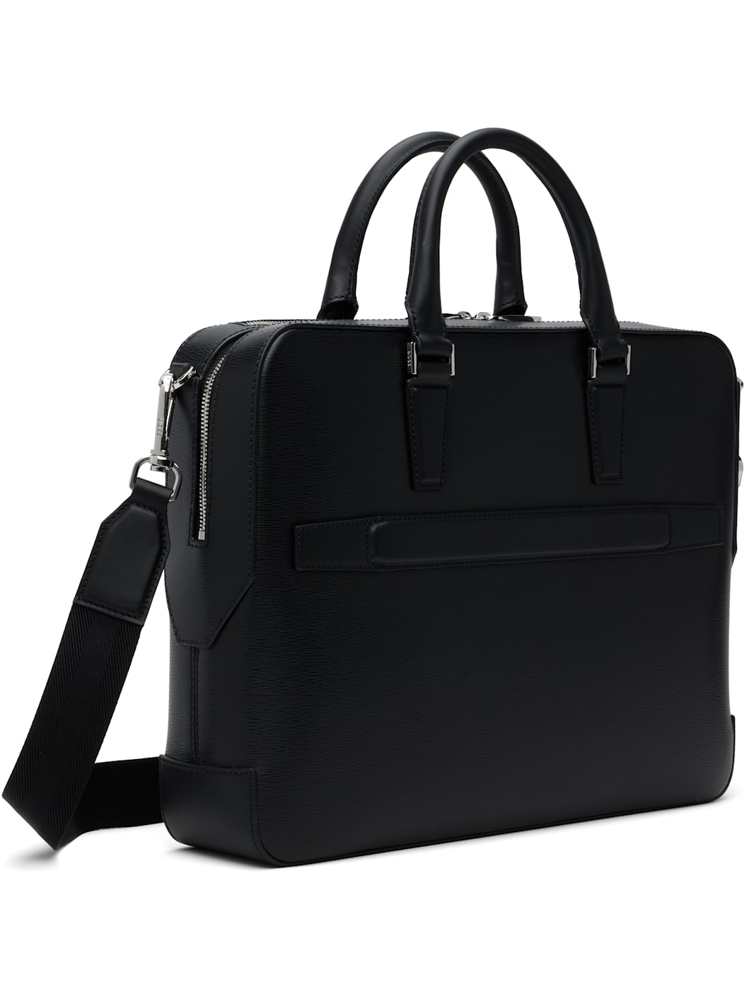 Black Structured Logo Briefcase - 3