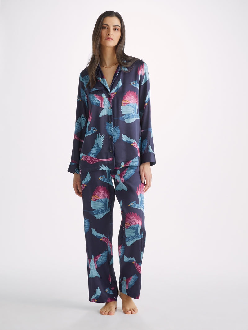 Women's Pyjamas Brindisi 95 Silk Satin Navy - 3