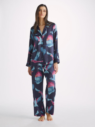 Derek Rose Women's Pyjamas Brindisi 95 Silk Satin Navy outlook