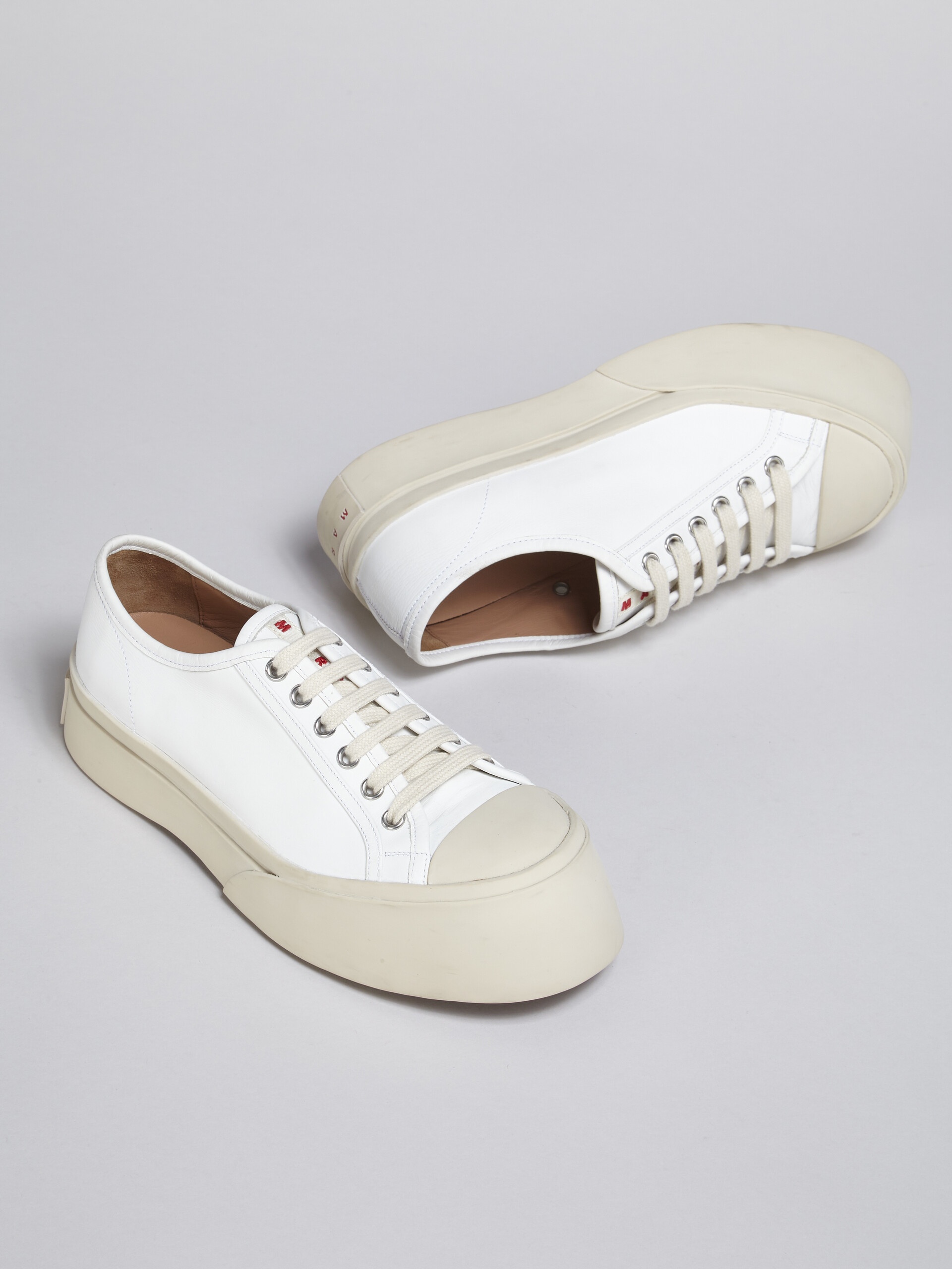WHITE NAPPA LEATHER PABLO LACE-UP SNEAKER - 5