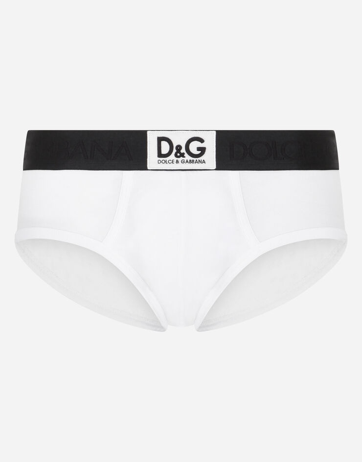 Two-way stretch cotton Brando briefs with D&G patch - 1