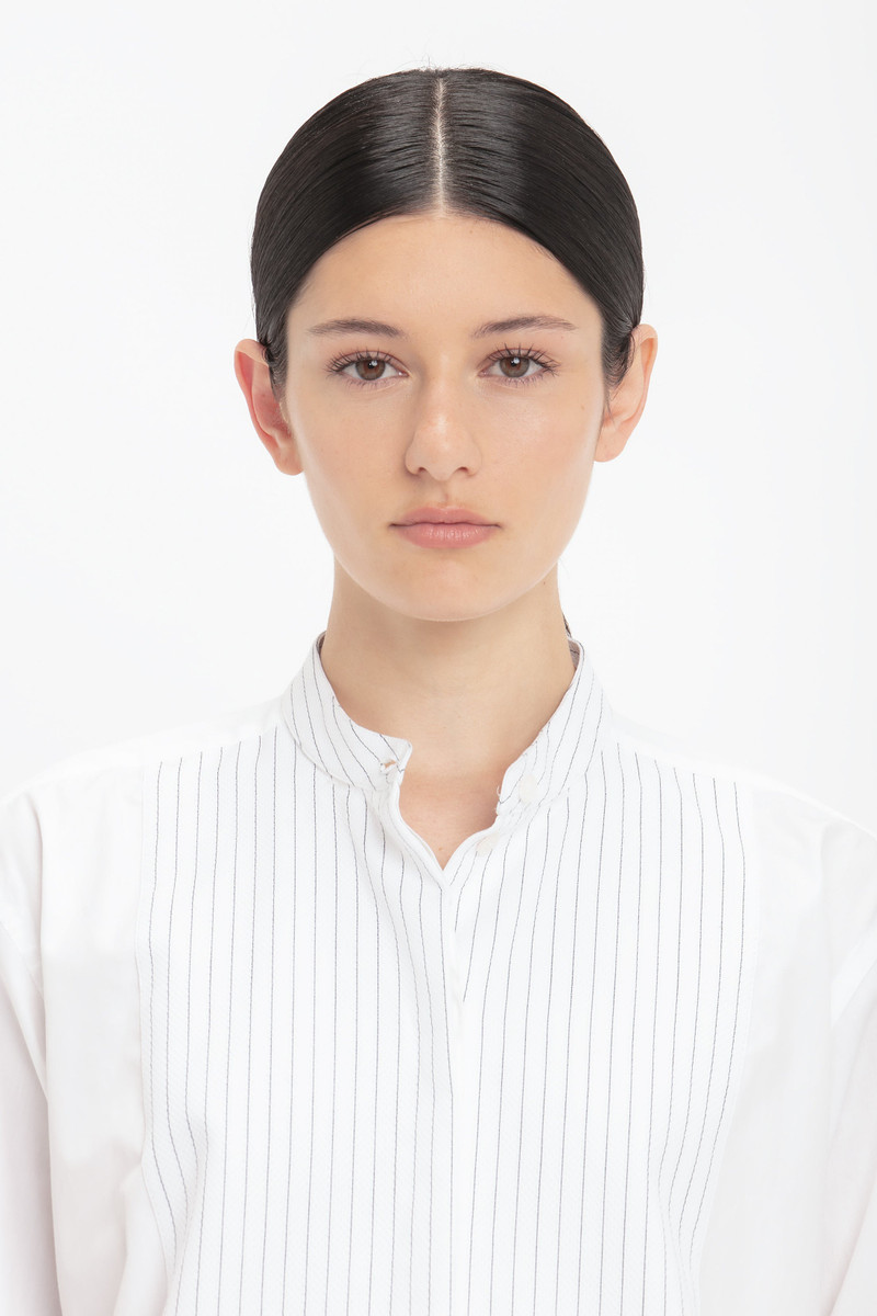 Cropped Tux Shirt In White 5