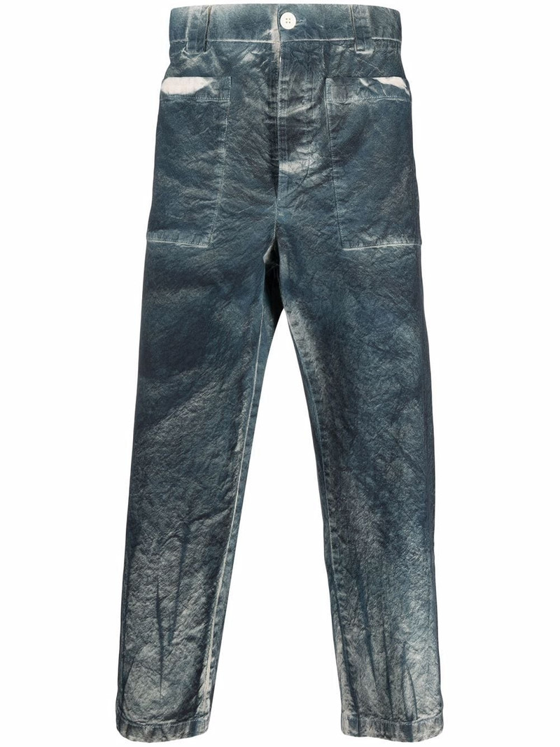 bleached-effect cropped trousers 1