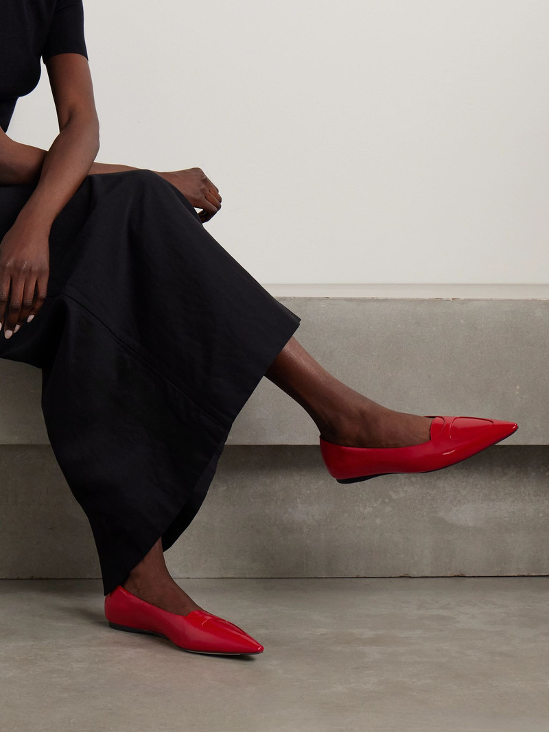 The Row Viv glossed-leather ballet flats Red outlook