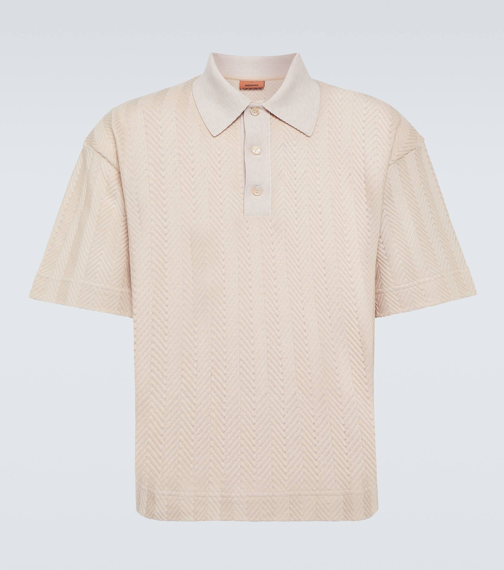 Chevron cotton-blend polo shirt - 1