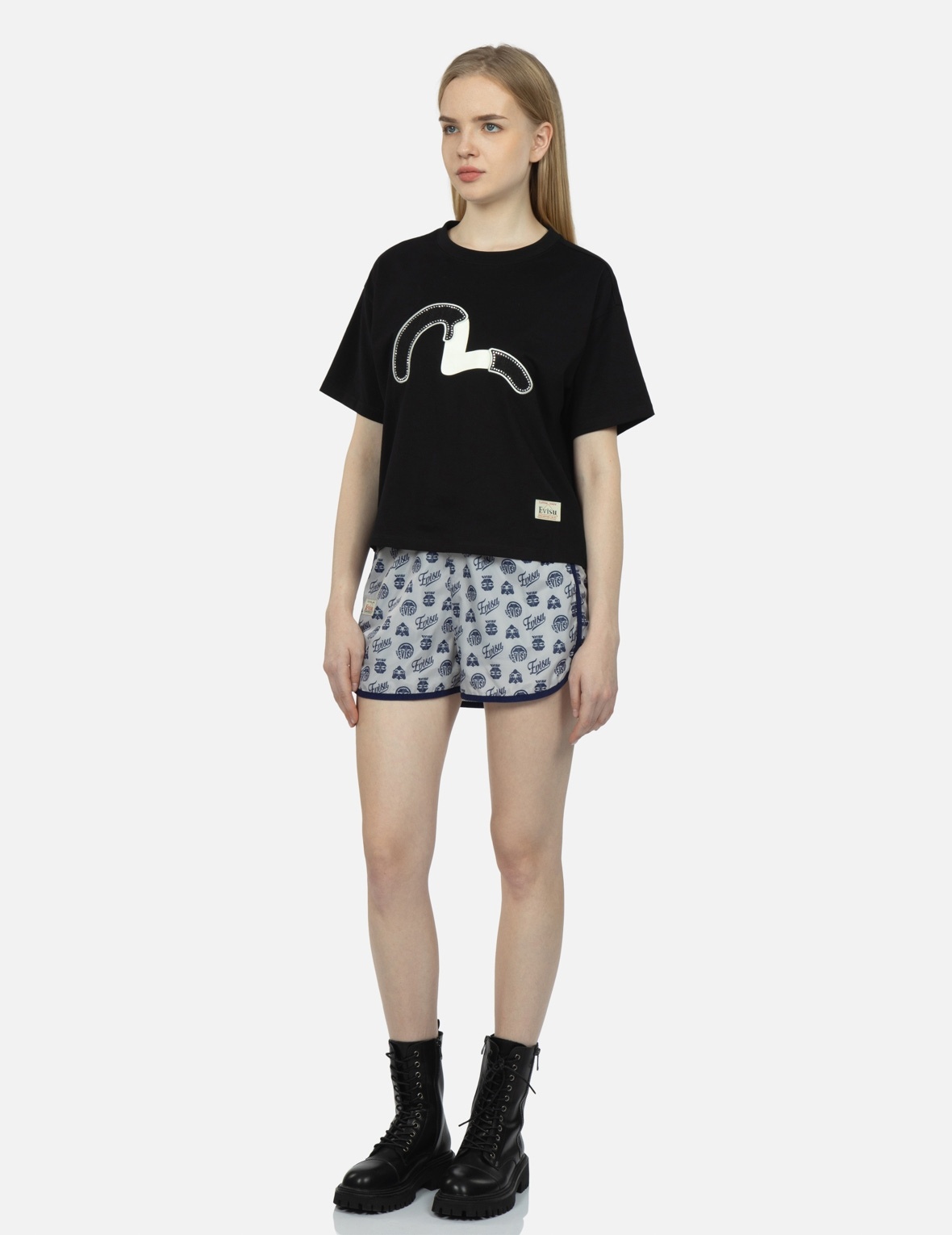 EMBELLISHED DENIM SEAGULL APPLIQUÉ T-SHIRT - 3