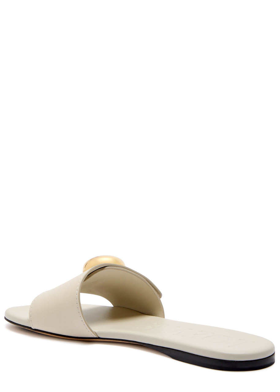 Loewe Pebble Logo Leather Sliders - 2