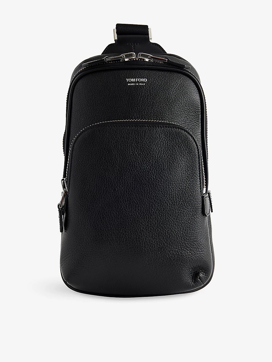 Logo-Embroidered Leather Cross-Body Backpack - 1