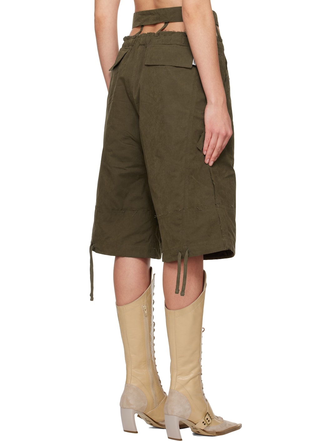 Khaki Baggy Cargo Shorts - 3