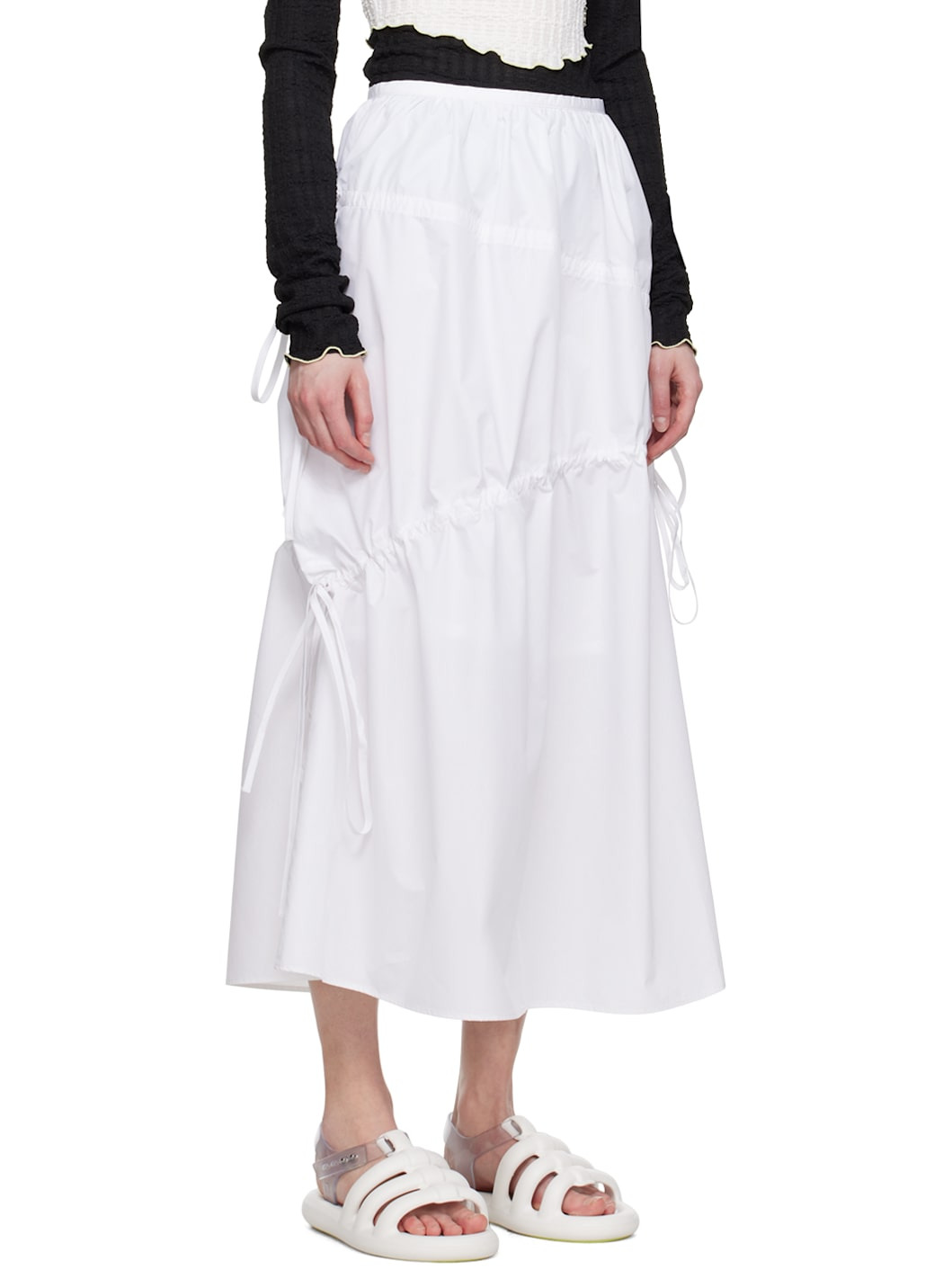 White Drawstring Maxi Skirt - 2