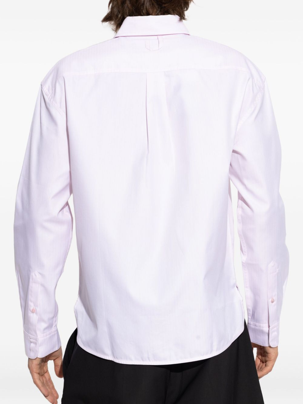 logo-embroidered herringbone-pattern shirt - 4