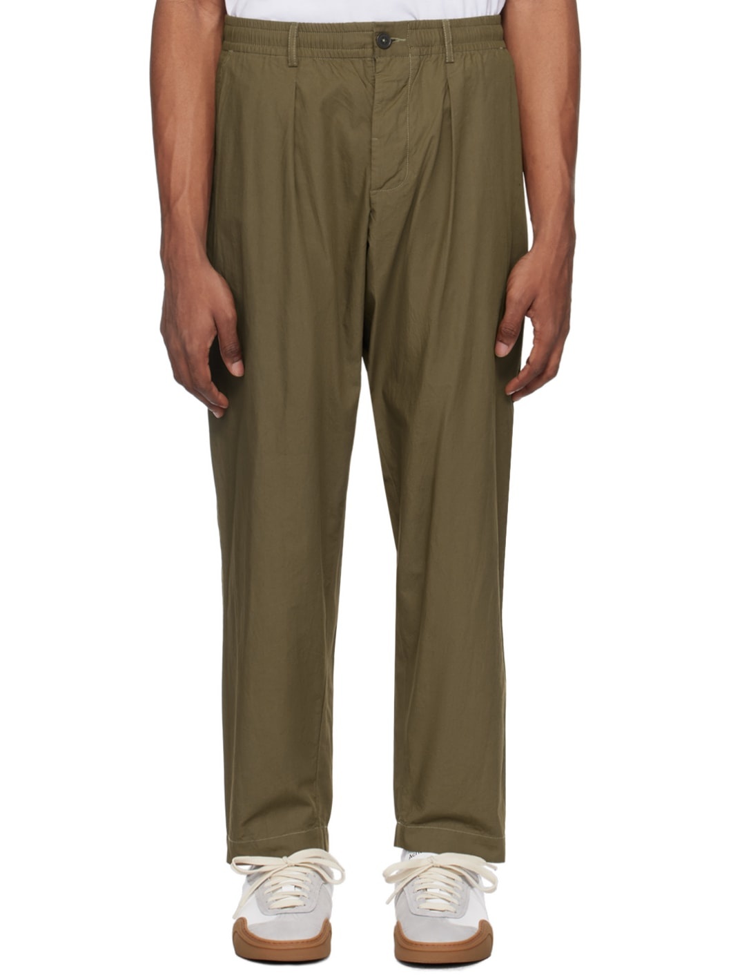 Khaki Pleated Trousers - 1