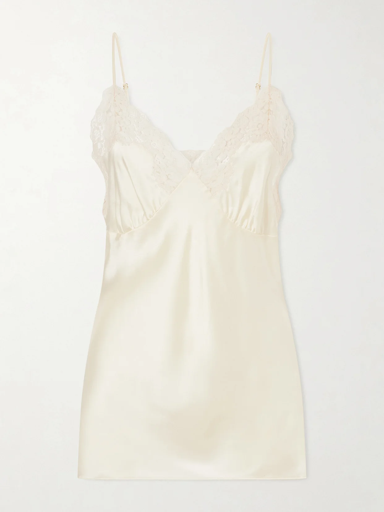 Lace-trimmed Silk-satin Top - 1