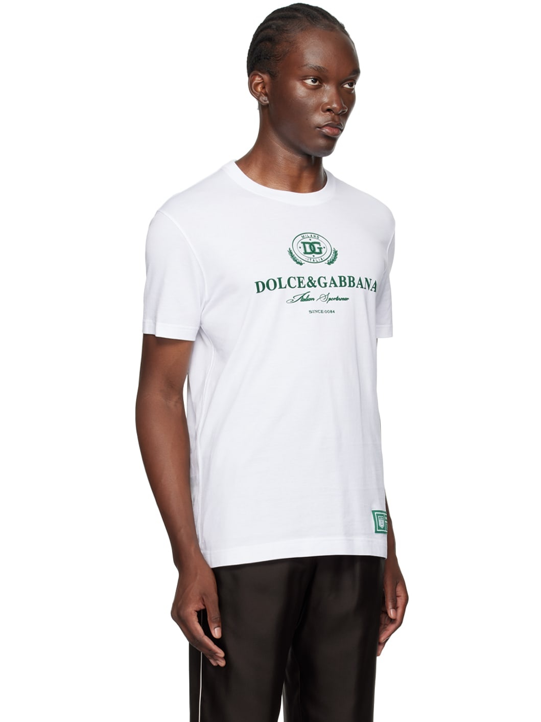 Dolce & Gabbana White Flocked-Logo T-Shirt | ssense | REVERSIBLE