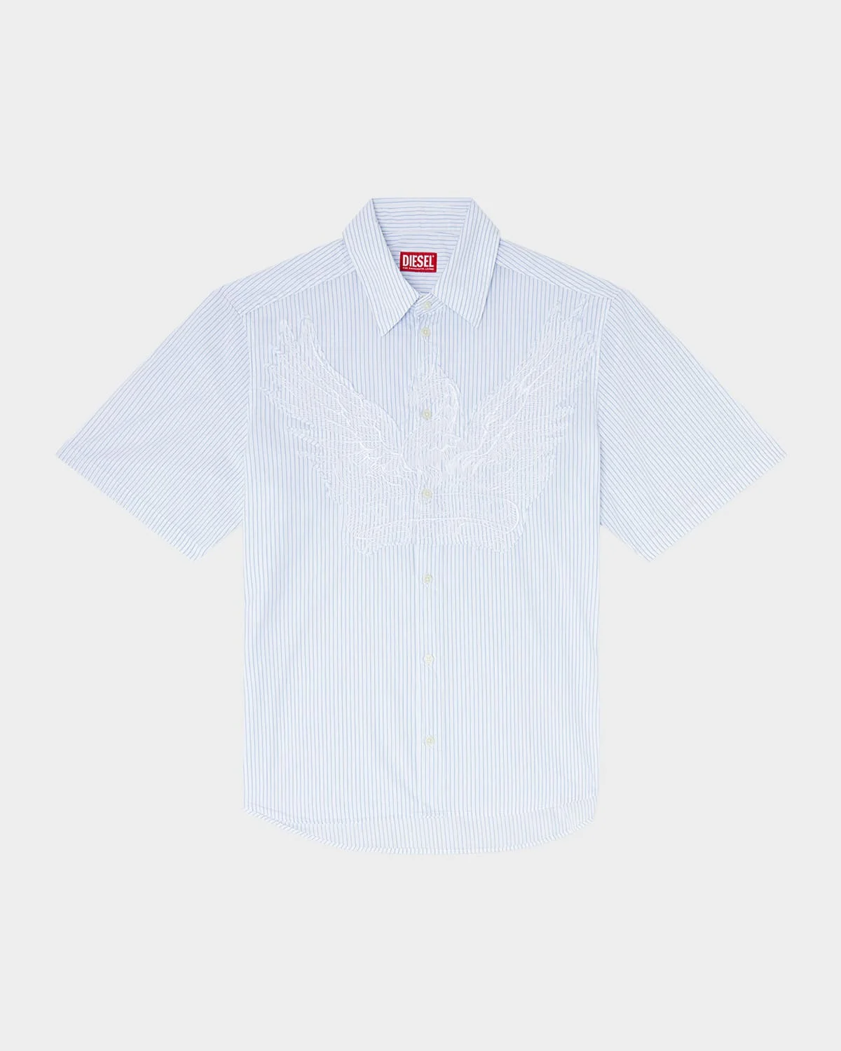 Men's Simply Stripe Phoenix-Embroidered Short-Sleeve Shirt - 1