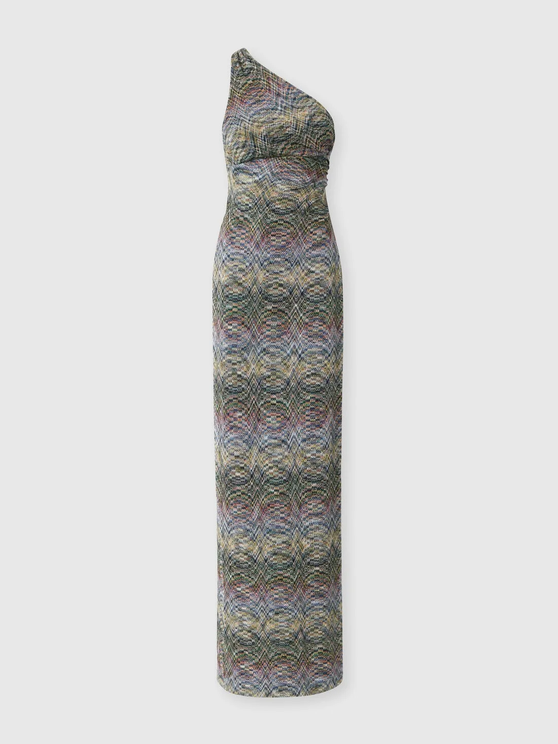 One-shoulder space-dye viscose long dress - 1