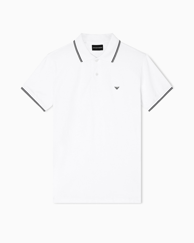Slim-fit stretch piqué polo shirt with micro eagle 1