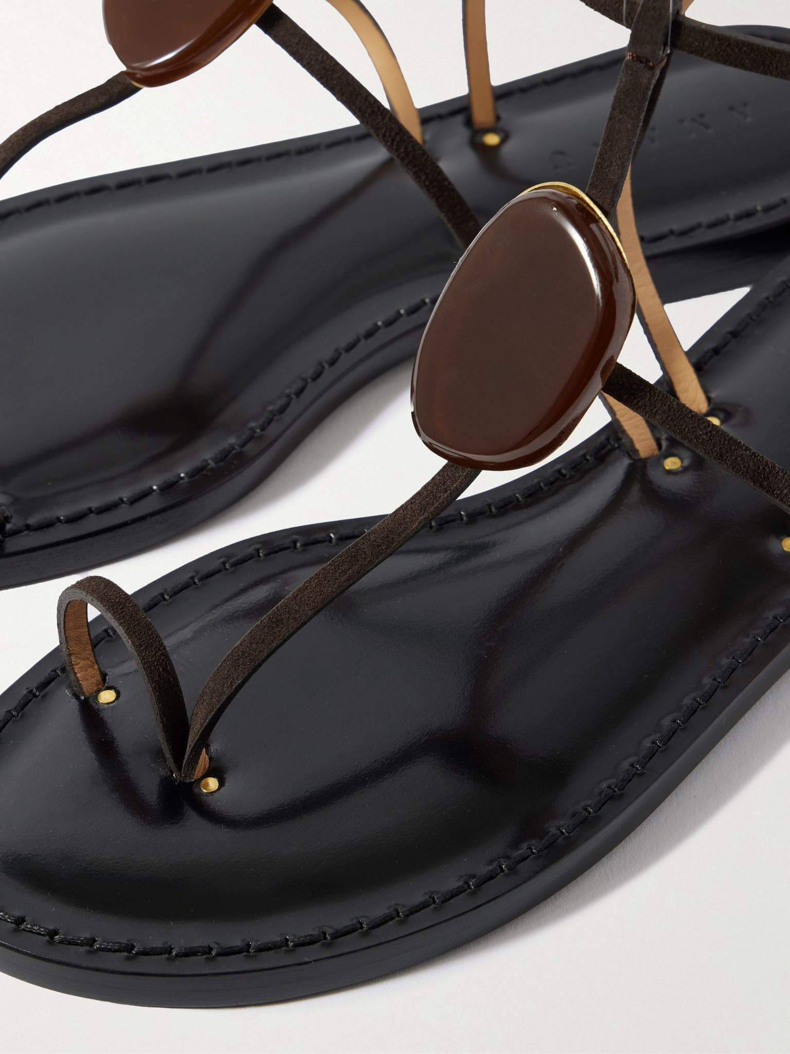 The Cairo embellished suede sandals Chocolate - 4