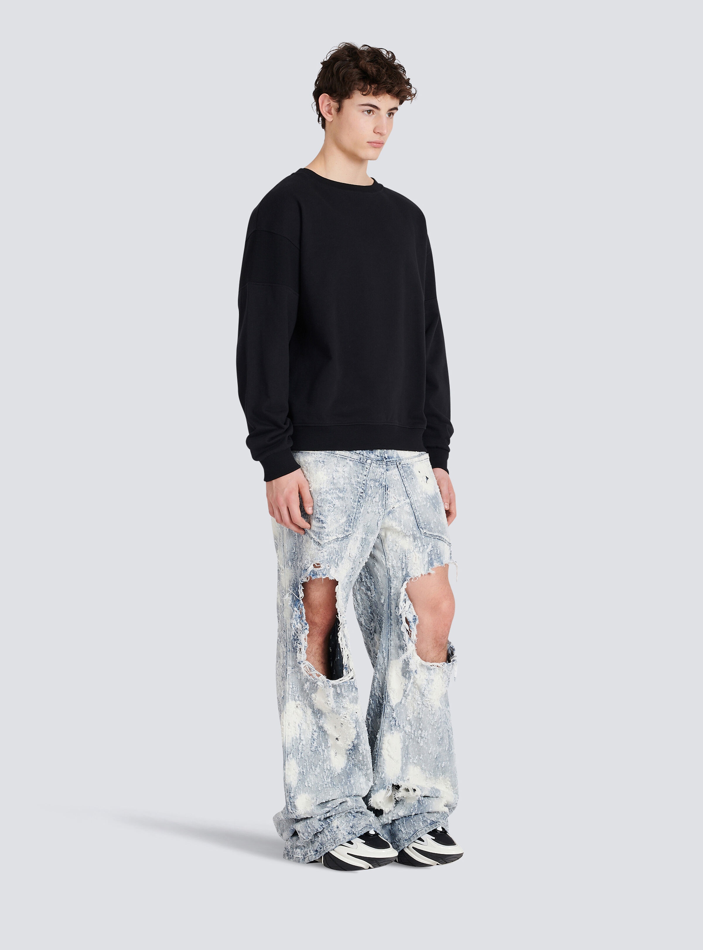 Eco-designed cotton sweatshirt with Balmain logo print - 5
