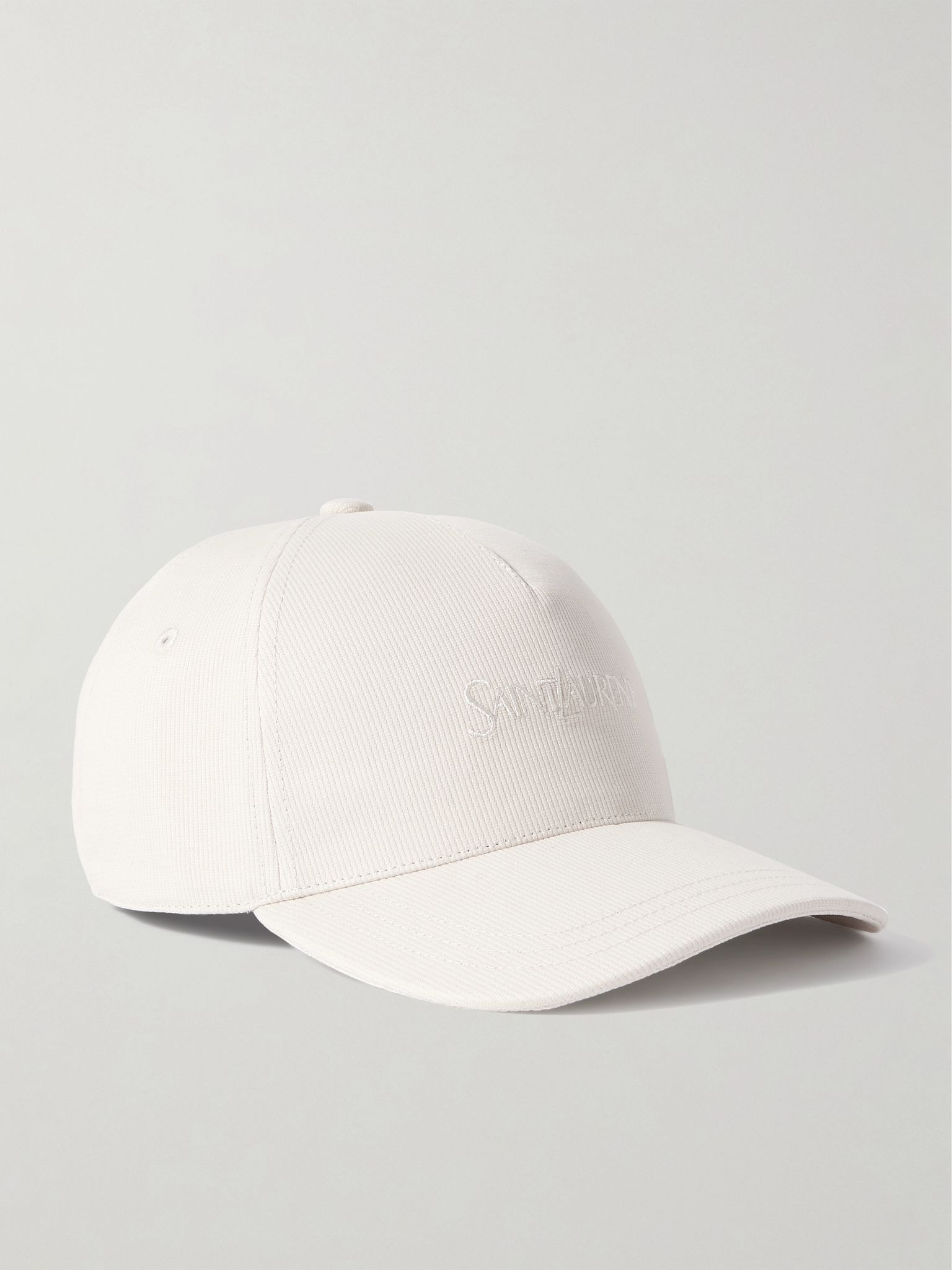 Embroidered cotton-corduroy baseball cap Ivory - 1