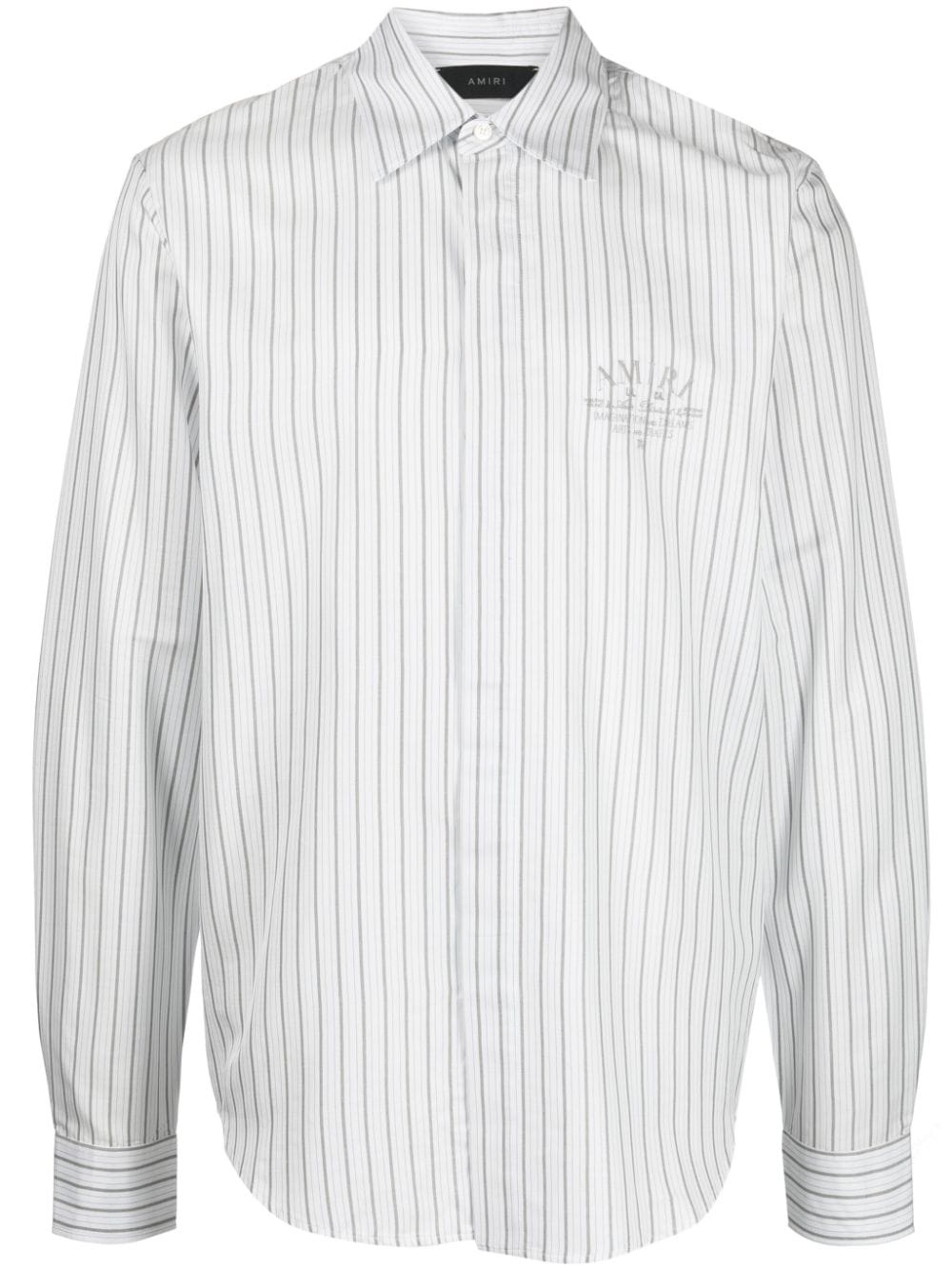 logo-embroidered striped shirt - 1