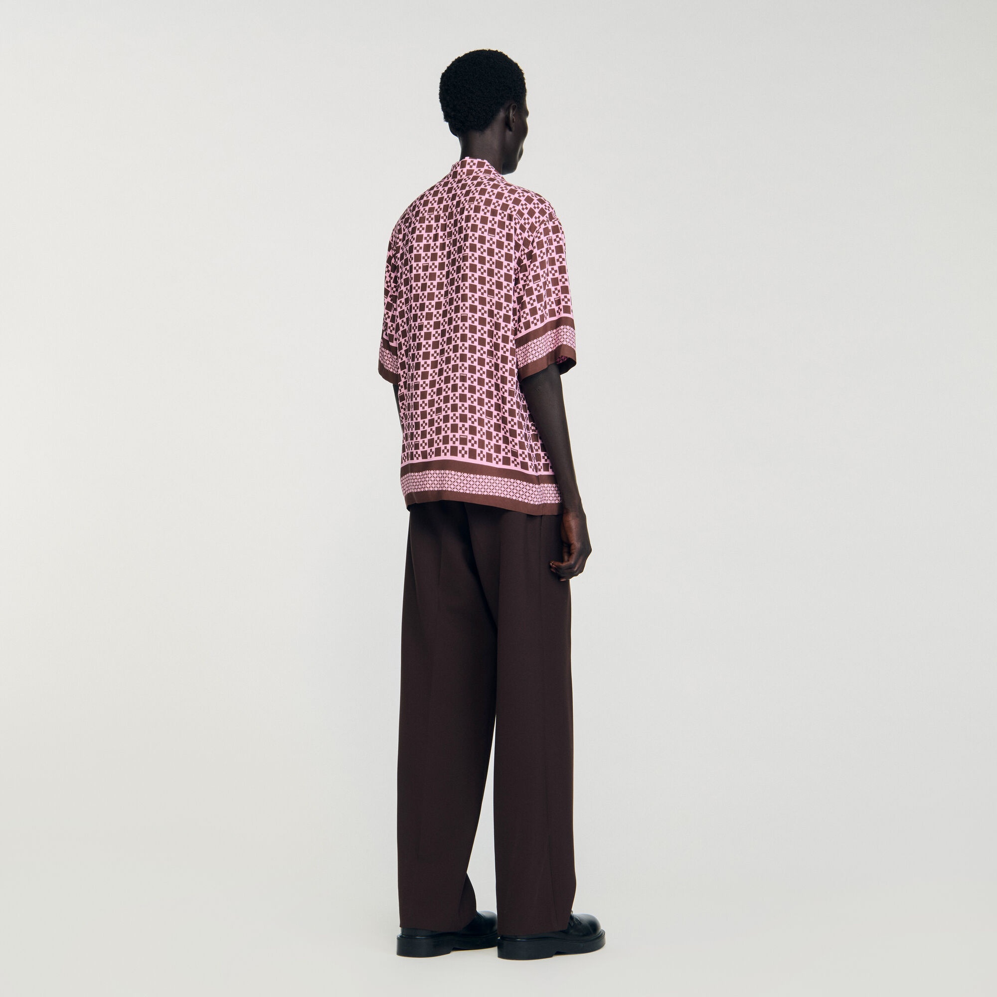 SQUARE CROSS MOTIF FLOWING SHIRT - 5