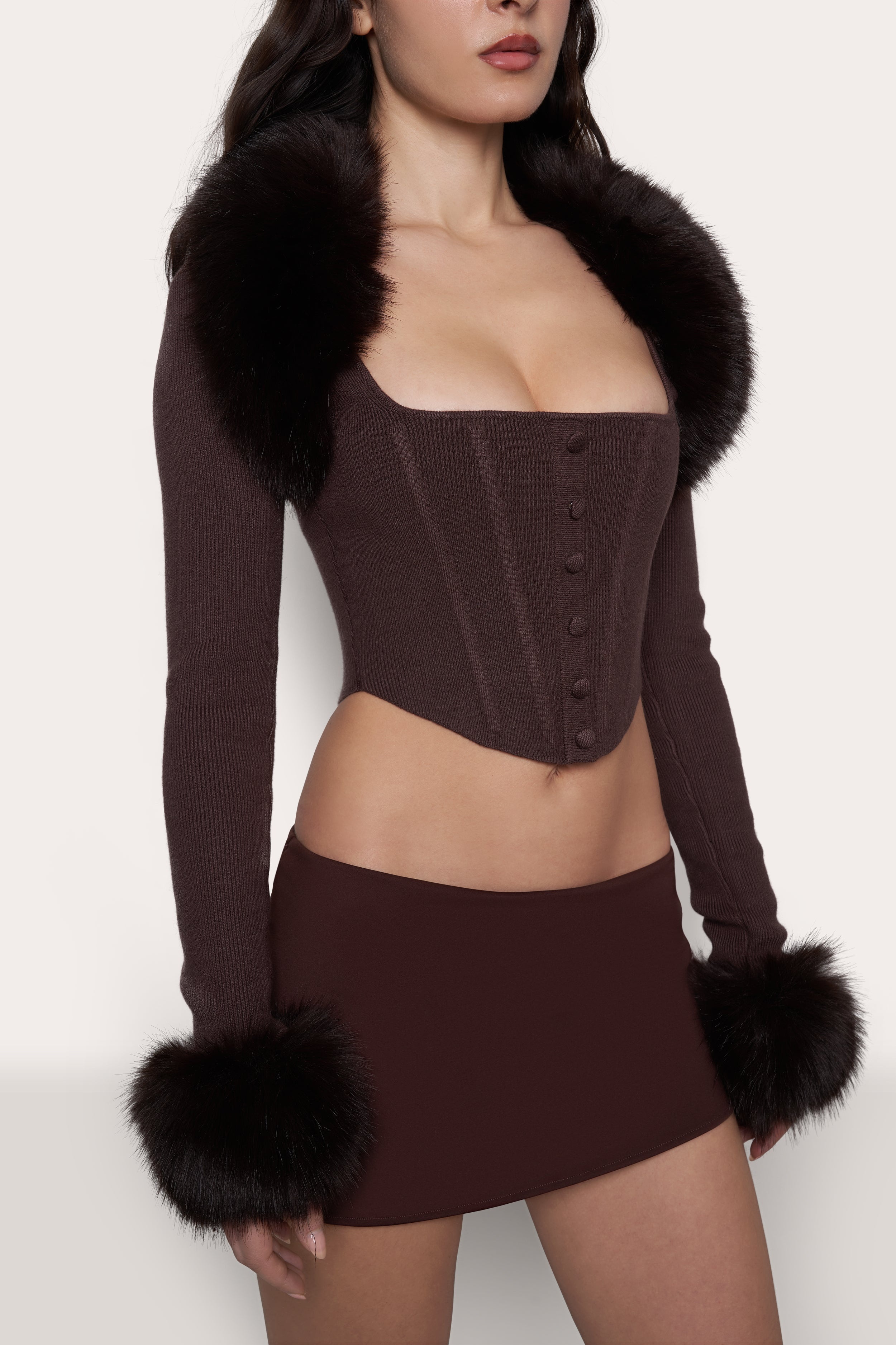 FAUX FUR KNIT BOLERO - 3