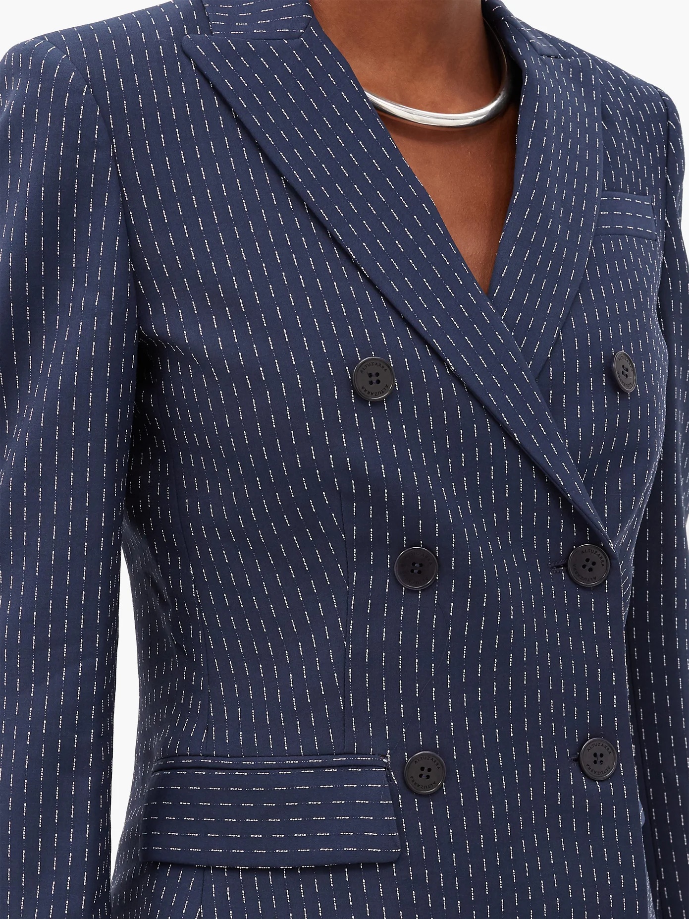 Indiana double-breasted pinstriped crepe jacket - 3