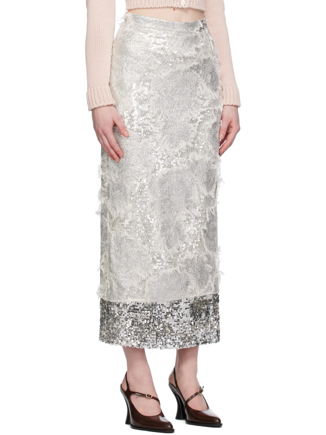 Silver Layered Midi Skirt - 2