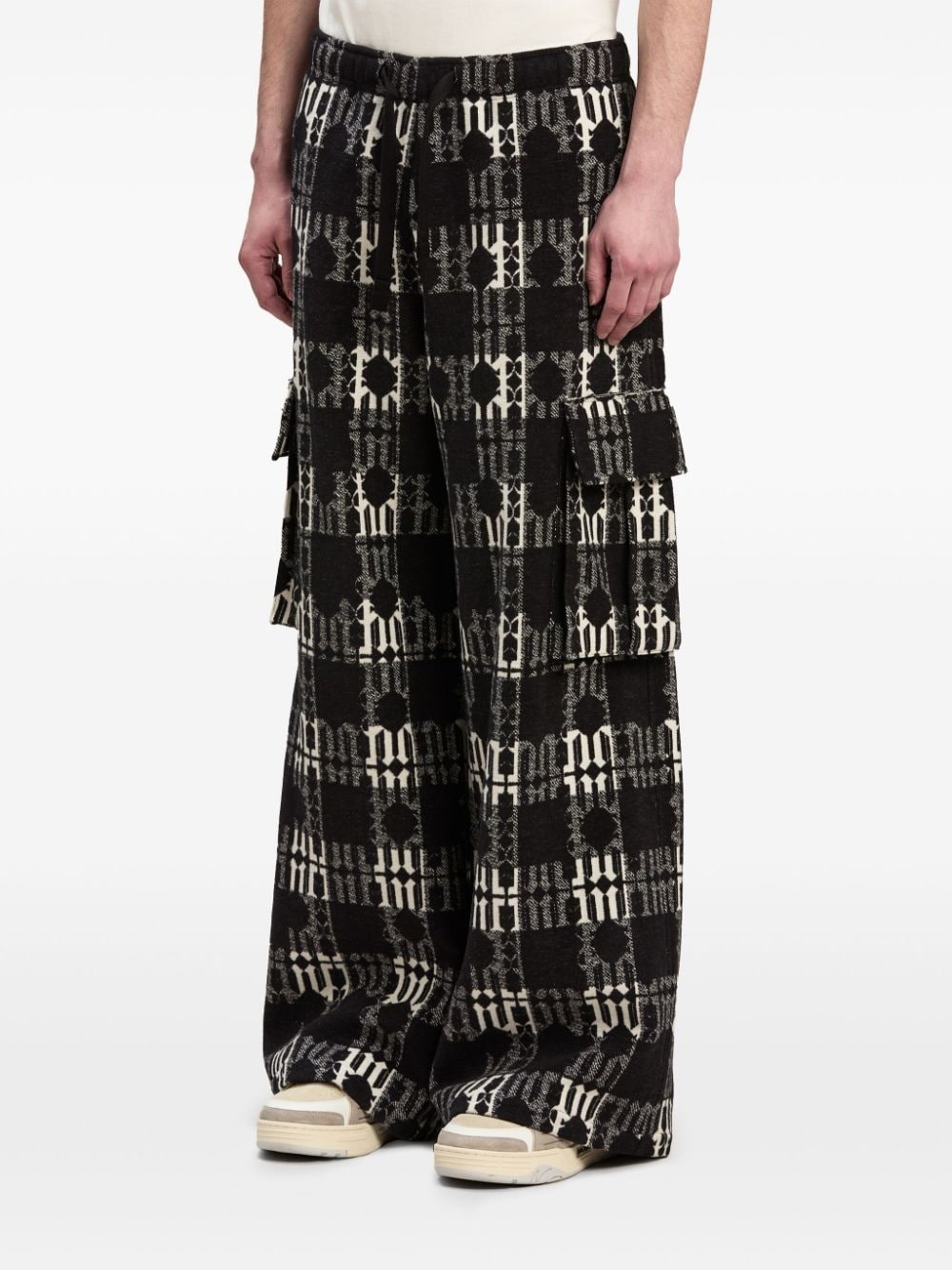 monogram-jacquard wide-leg trousers - 4