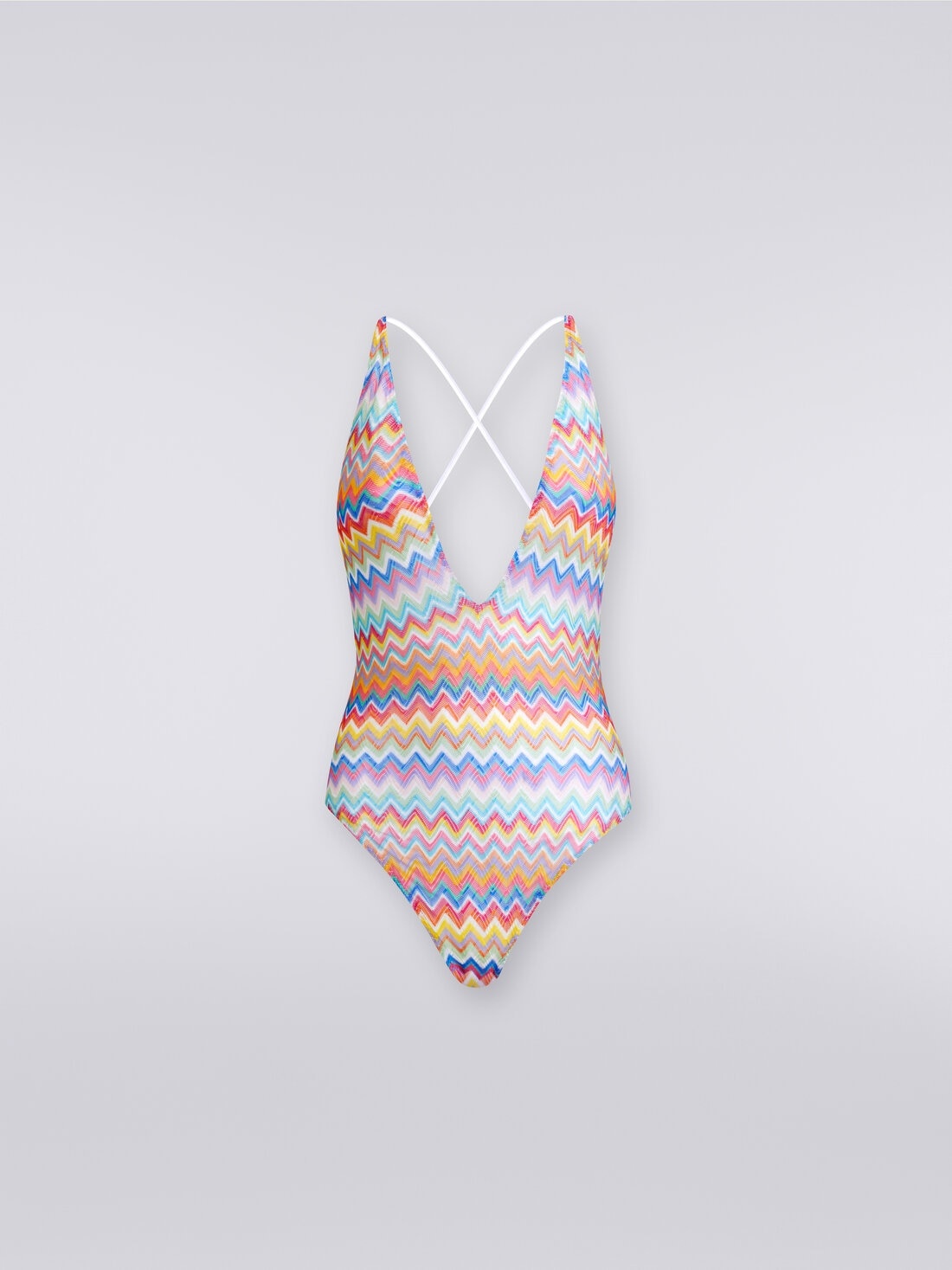 Missoni Zigzag print one-piece swimming costume with V