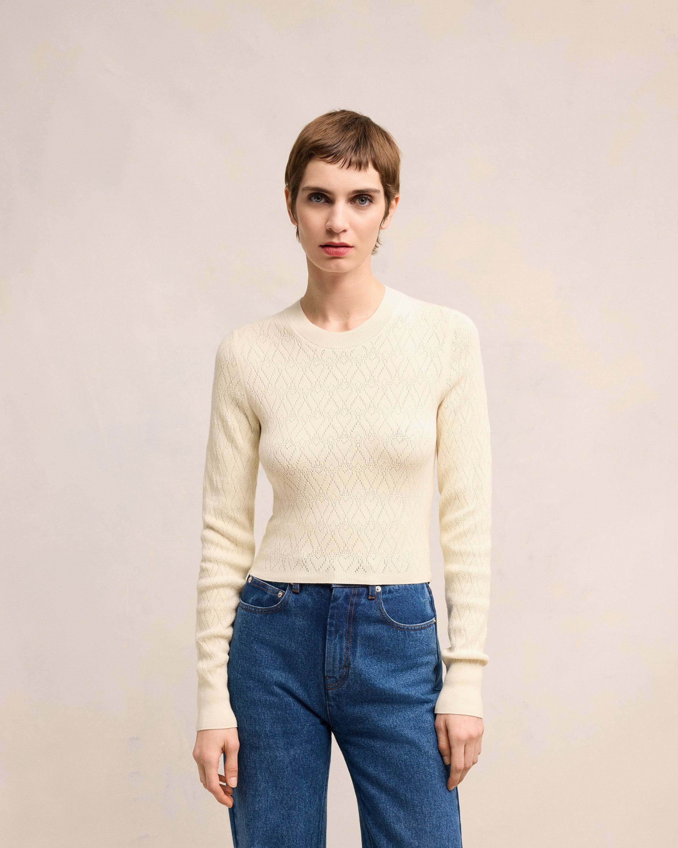AMI DE COEUR POINTELLE CREW NECK SWEATER - 3