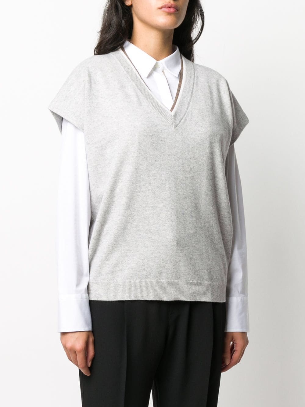 V-neck ribbed knit jumper - 3