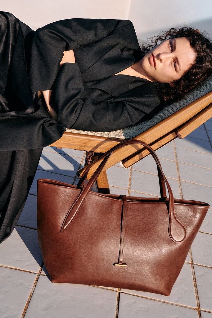 ZIP PENNE TOTE DARK BROWN - 2